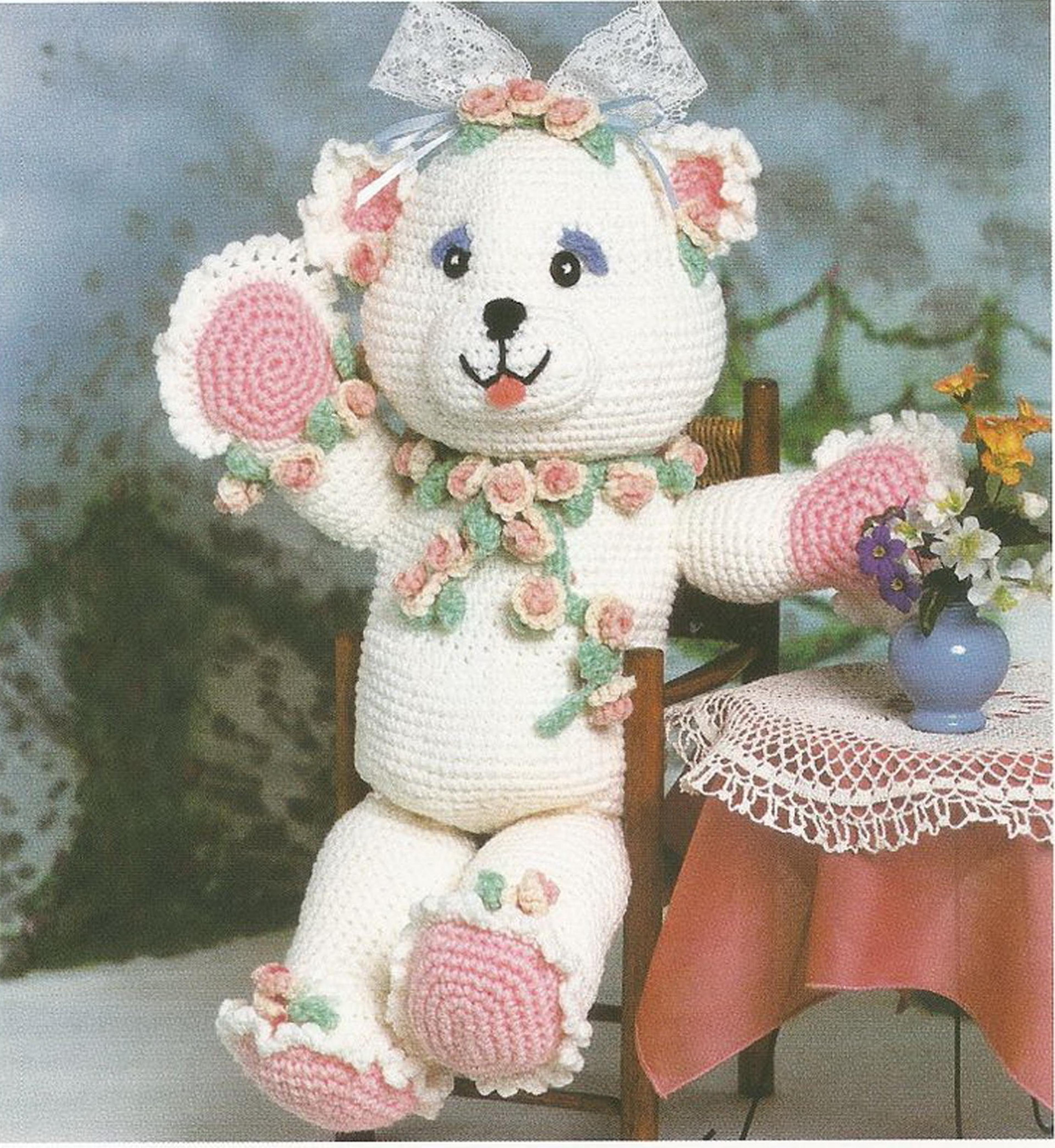rosie cute bear crochet pattern - stuffed toy vintage pattern pdf instant download