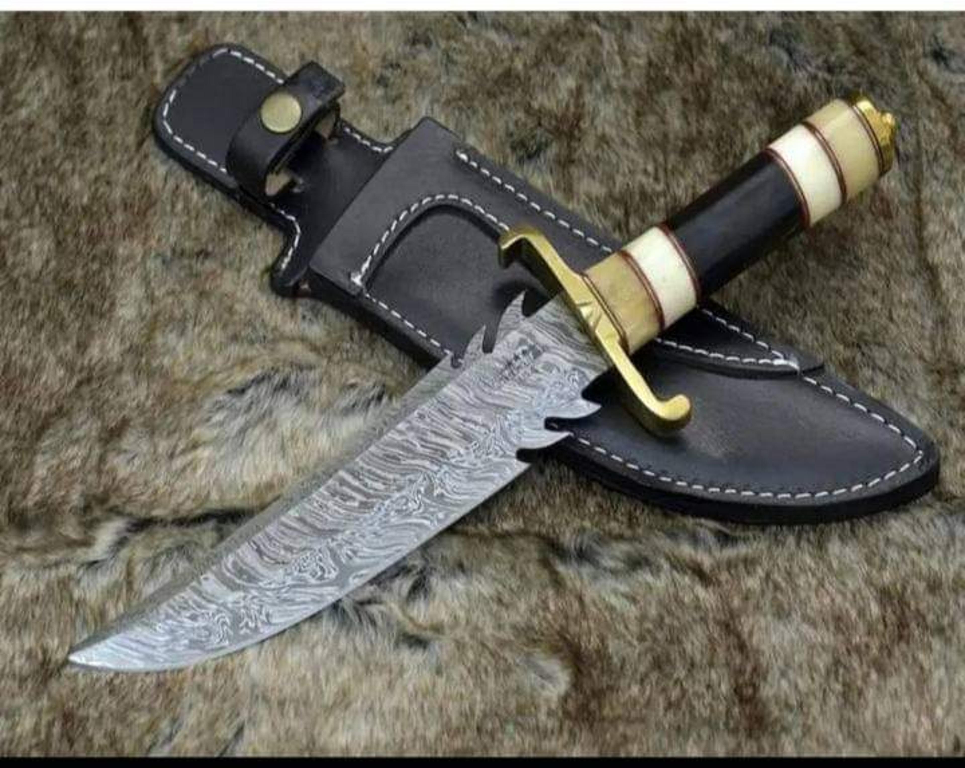 carbon steel knife, hunting knife with sheath, fixed blade camping knife, bowie knife, handmade knives, gifts for men