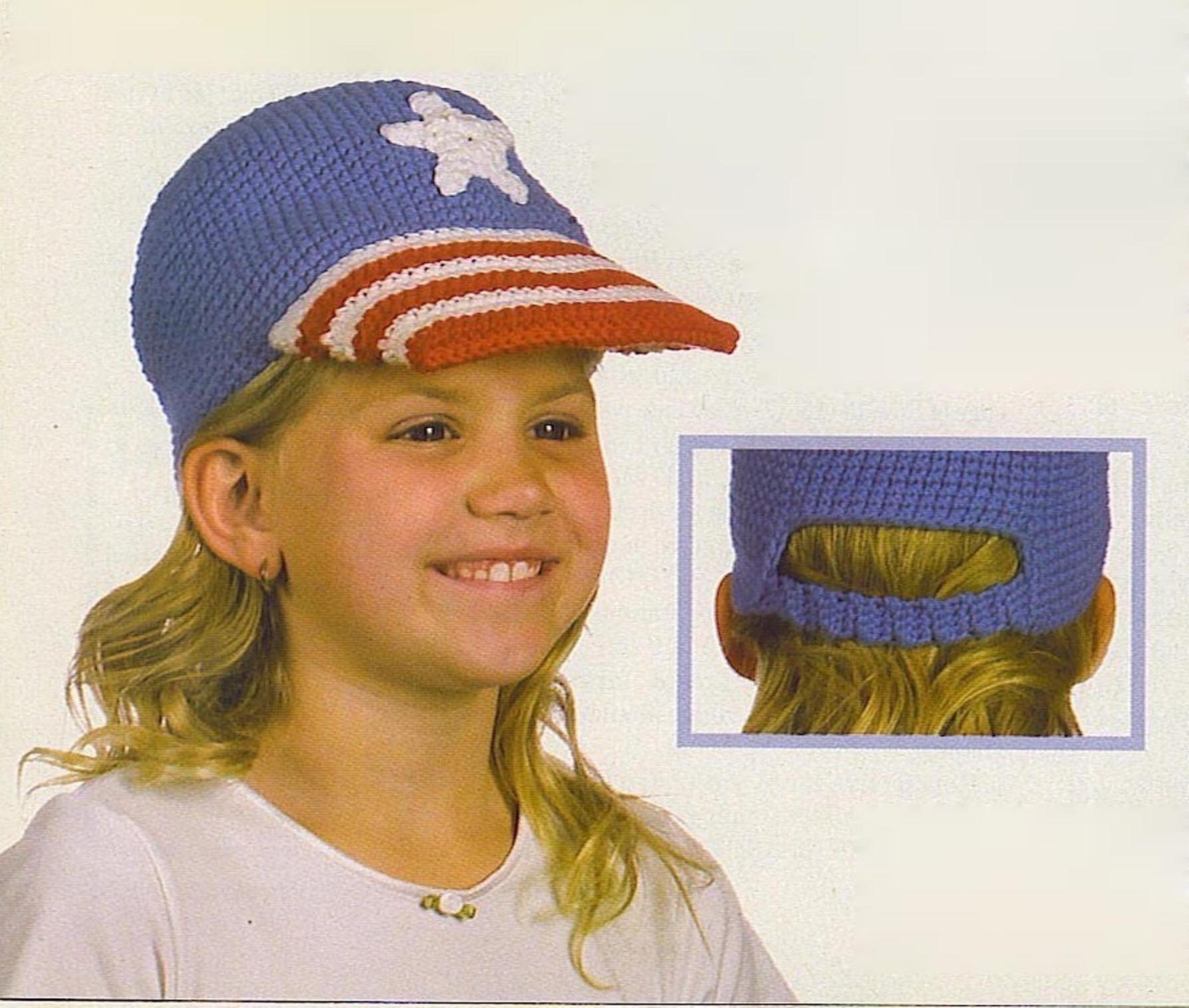 crochet patriotic baseball cap pattern - gift ideas vintage patterns pdf instant download