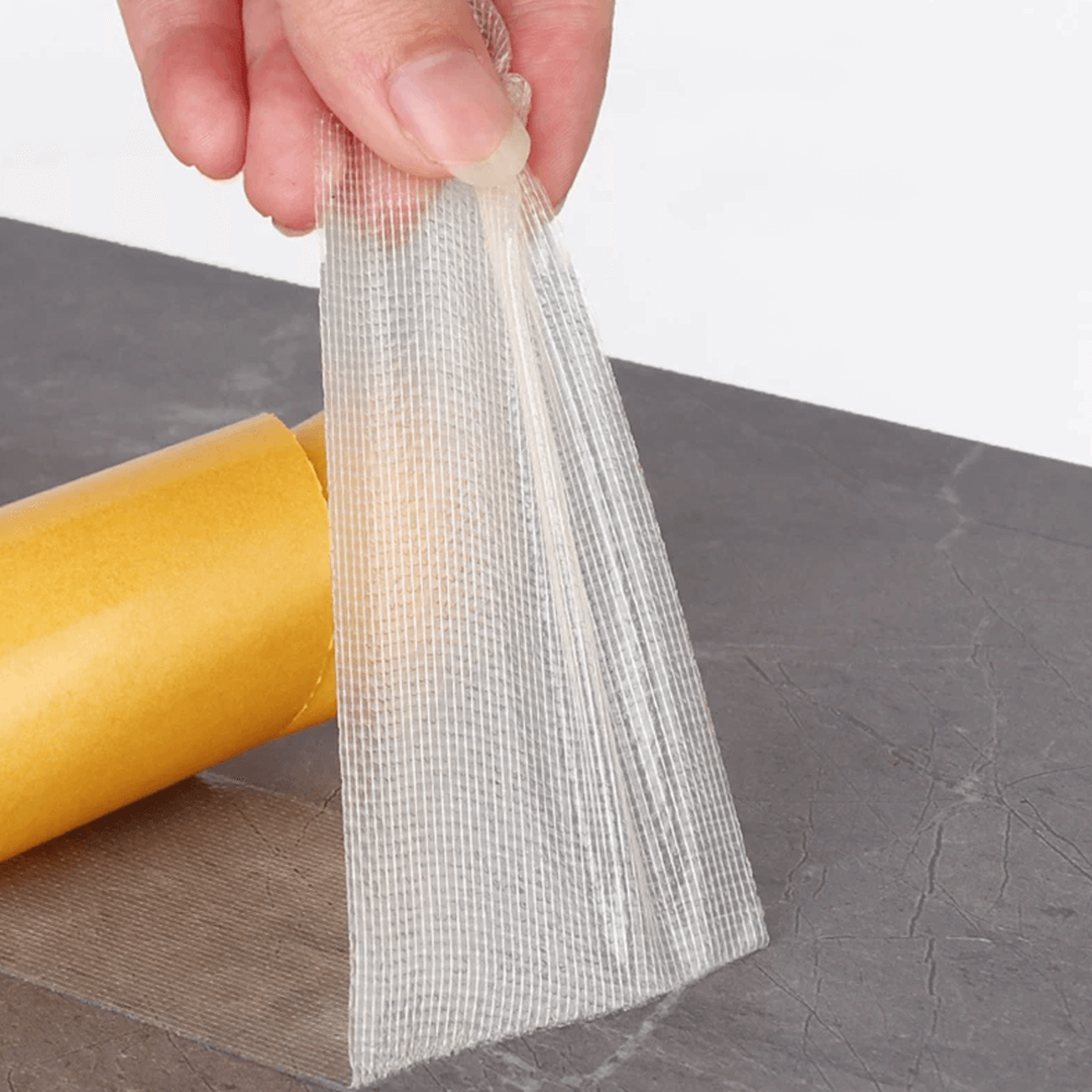 transparent ultra-strong fiberglass mesh tape for a polished & professional finish