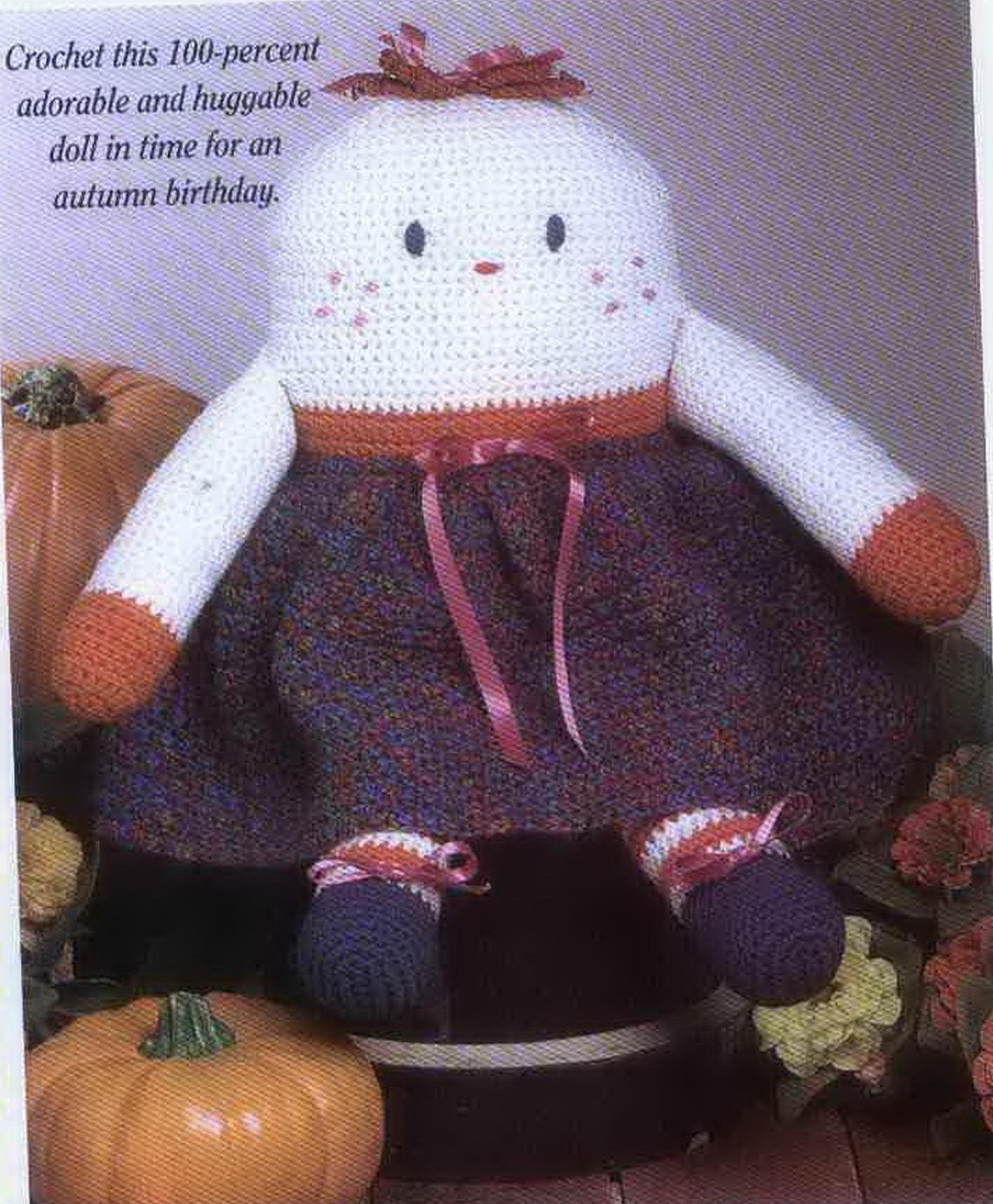 adorable autumn doll crochet pattern - stuffed toy vintage patterns pdf instant download