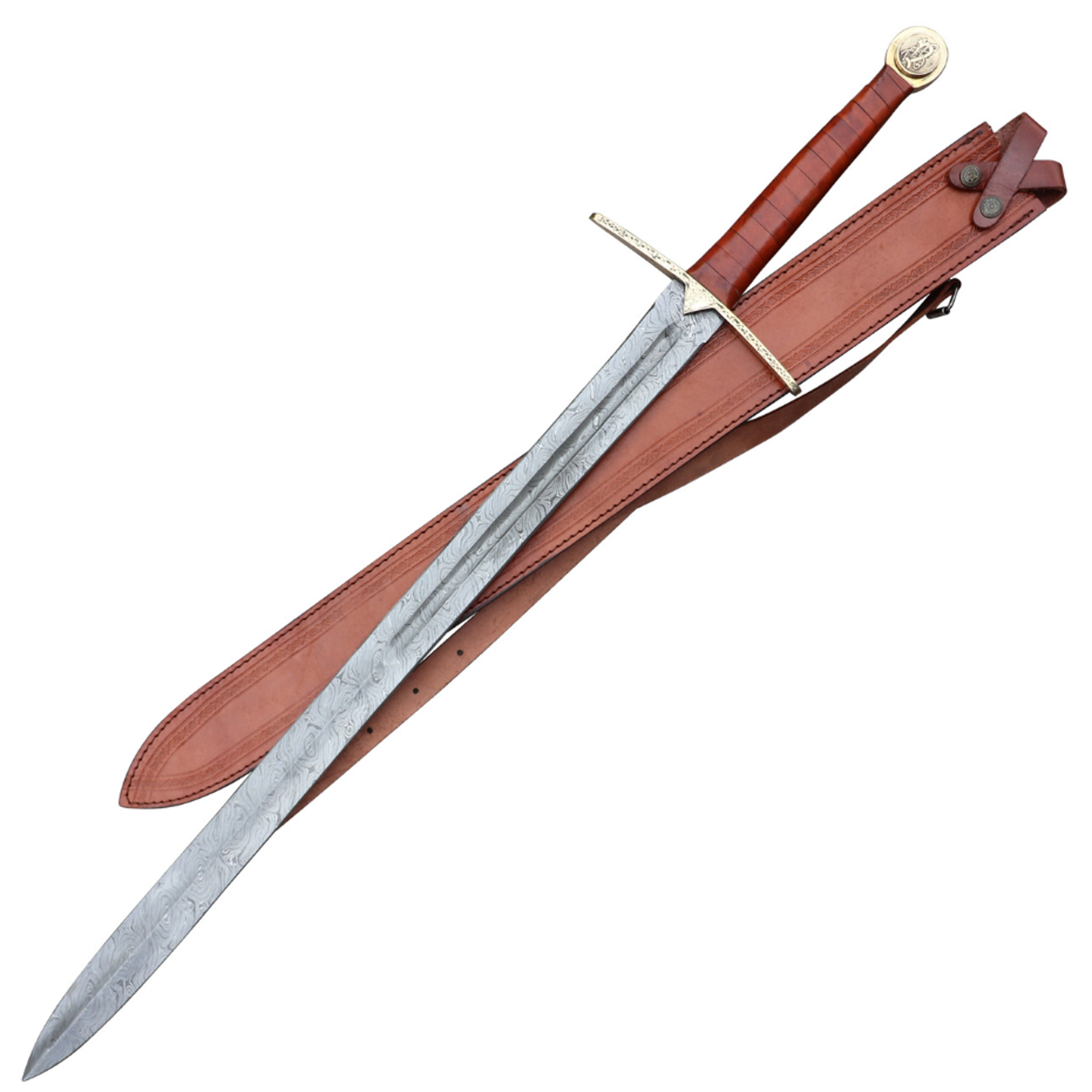 valhalla medieval viking long sword, damascus steel long viking sword, medieval viking long sword