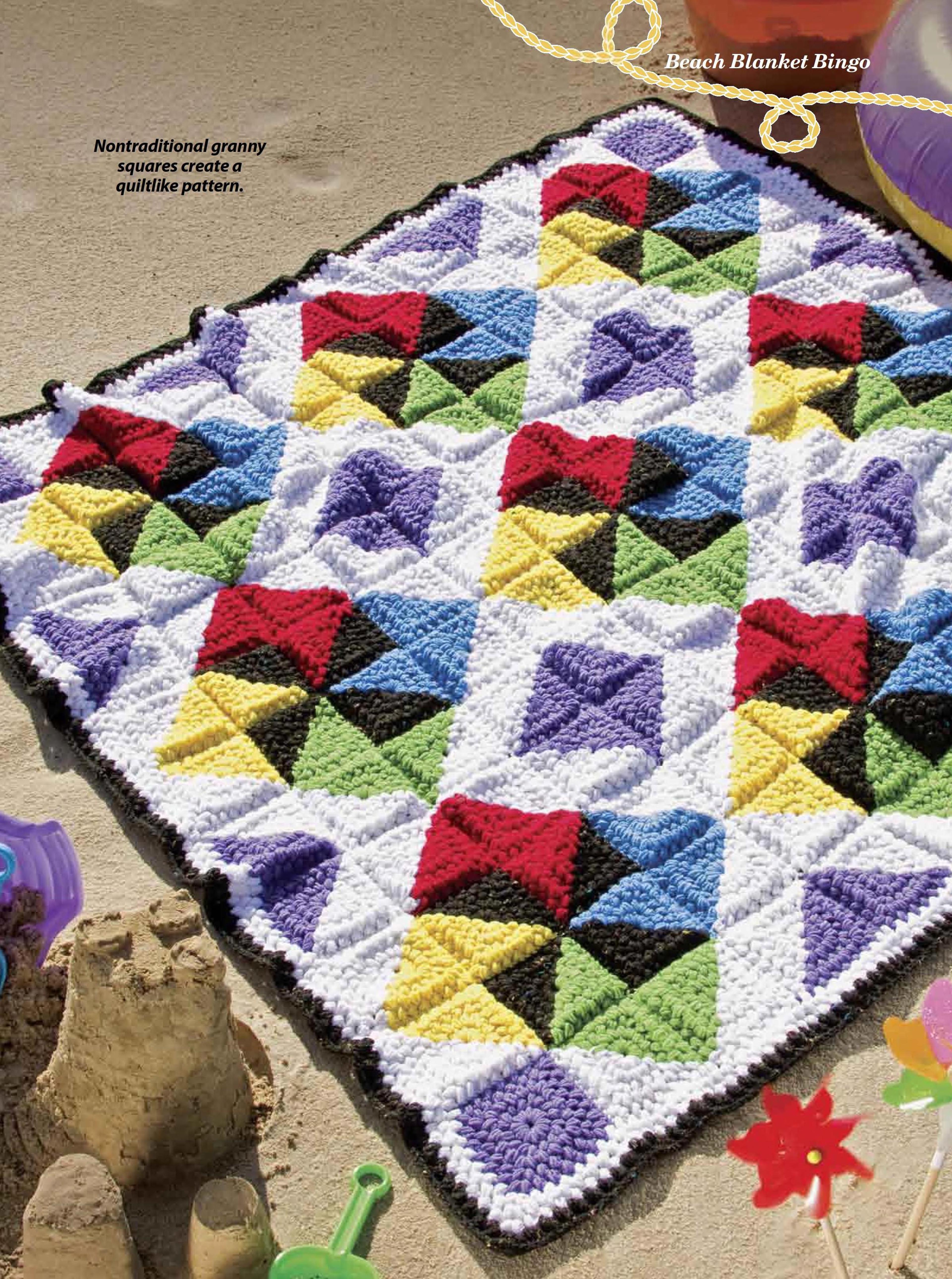 beach blanket crochet pattern-picnic blanket-beach afghan-gift ideas-vintage instructions digital pdf