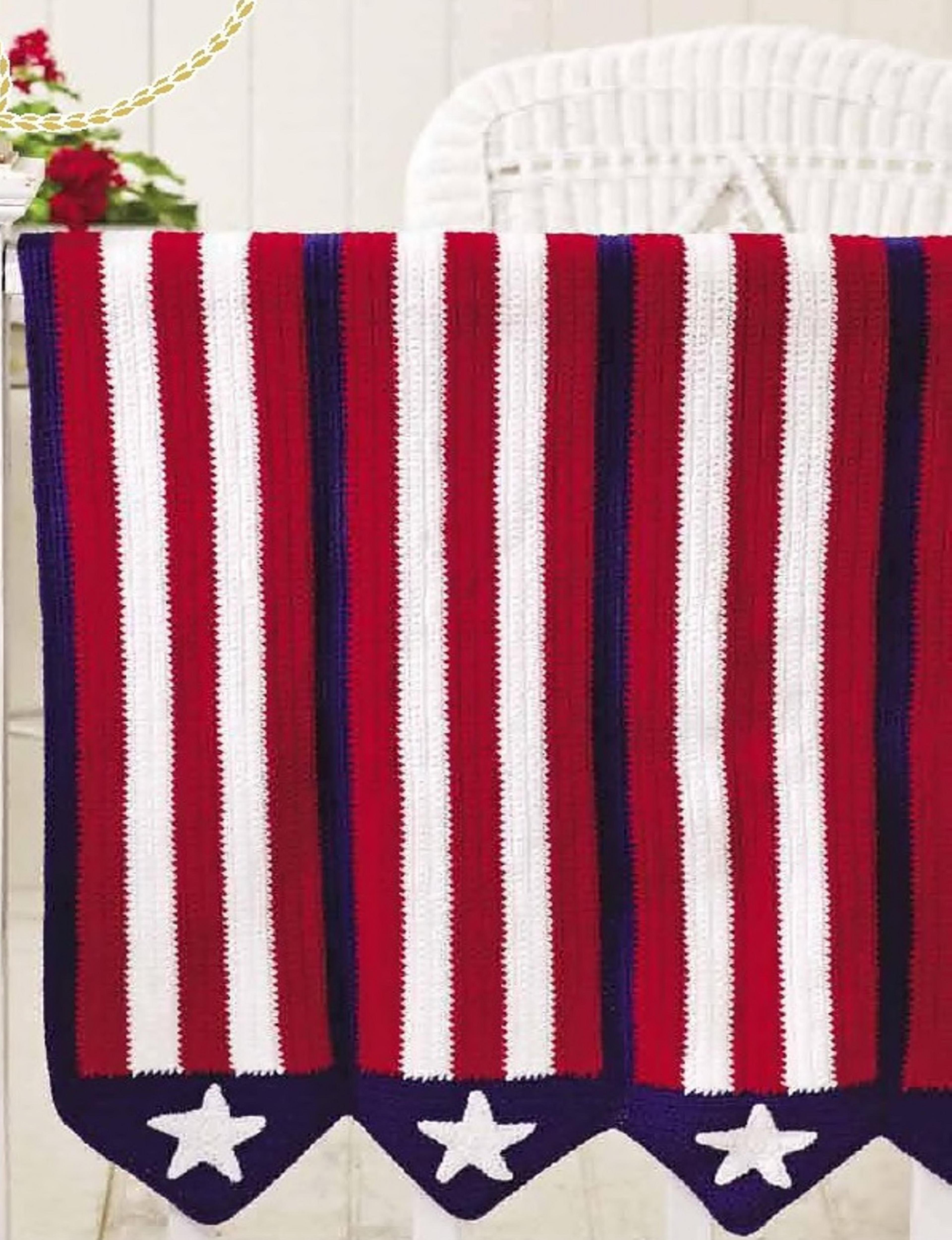 stars and stripes afghan crochet pattern - blanket gift ideas - vintage instructions digital pdf