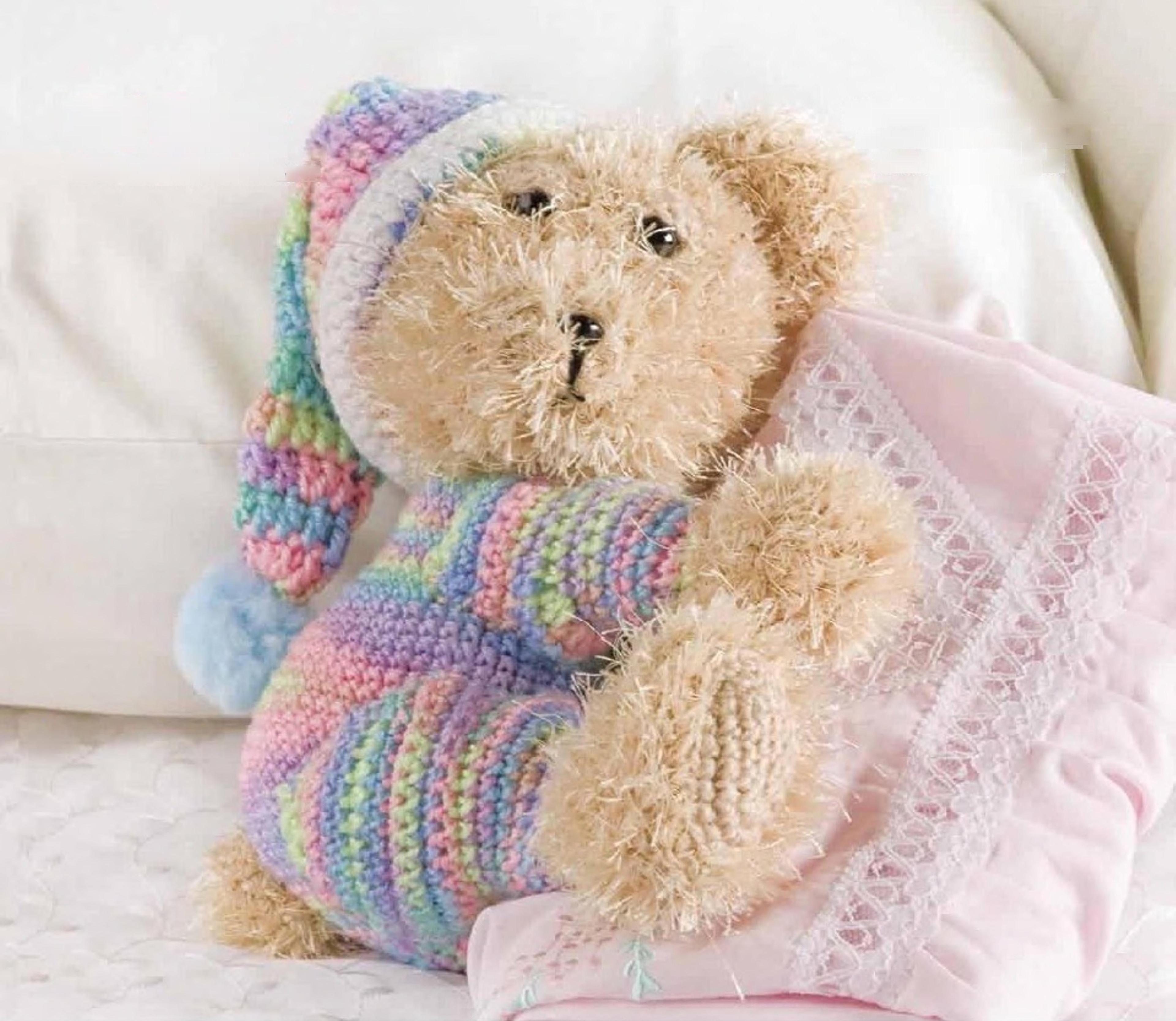 pajamas bear crochet pattern - stuffed toy vintage patterns pdf instant download