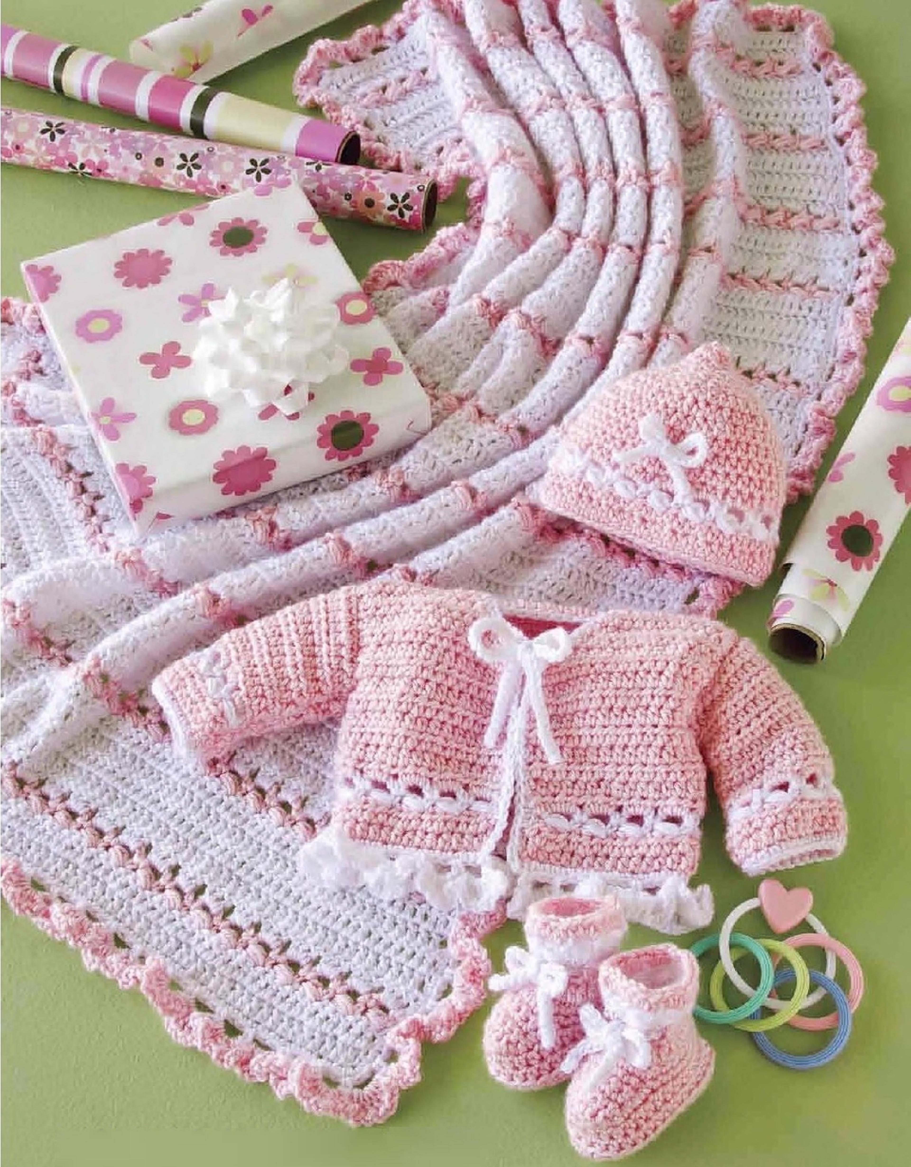 baby set crochet pattern - jacket, booties, hat, afghan- gift ideas - vintage instructions digital pdf