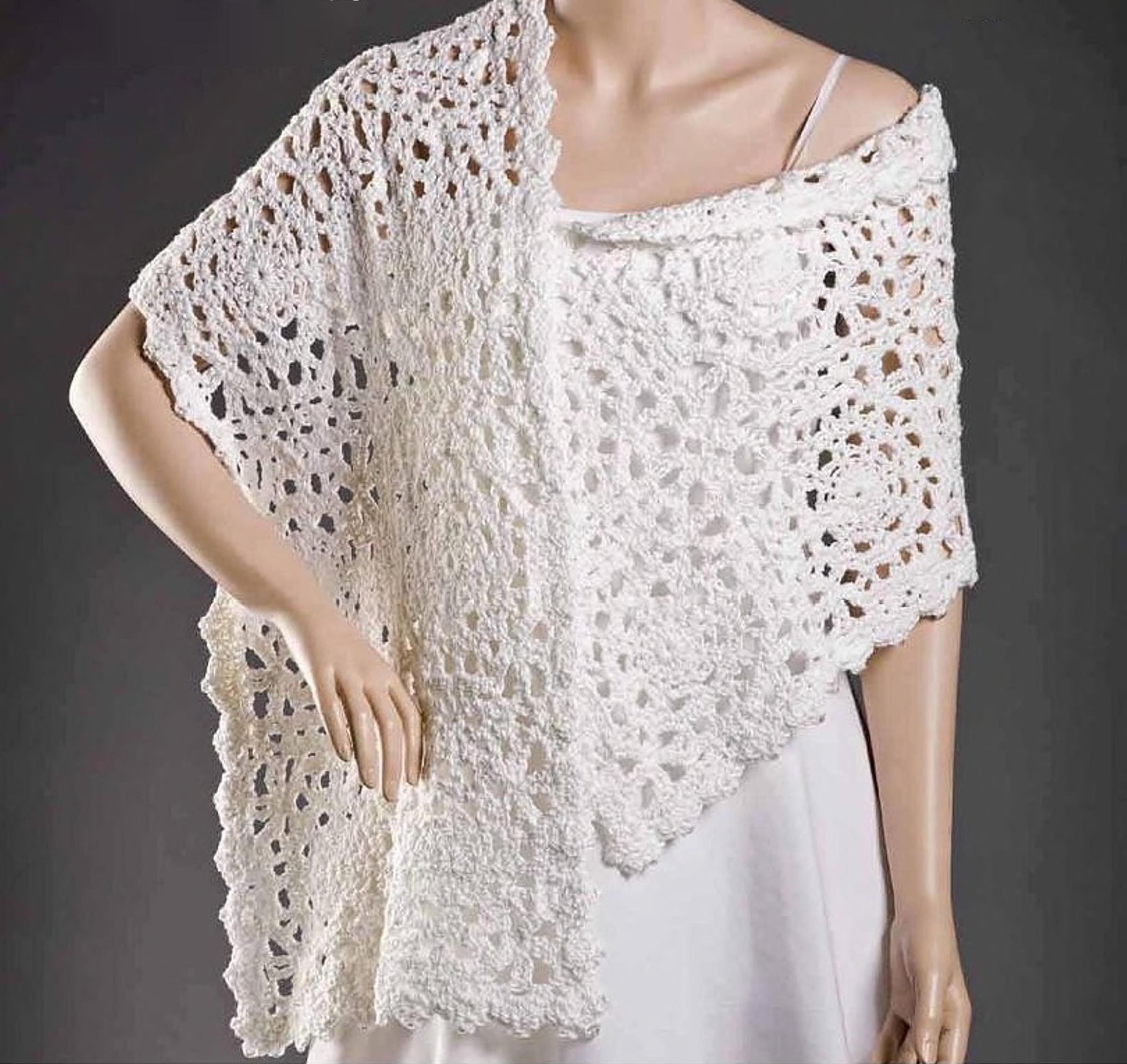 wedding shawl crochet pattern - 16 squares and crystal beads - vintage instructions digital pdf