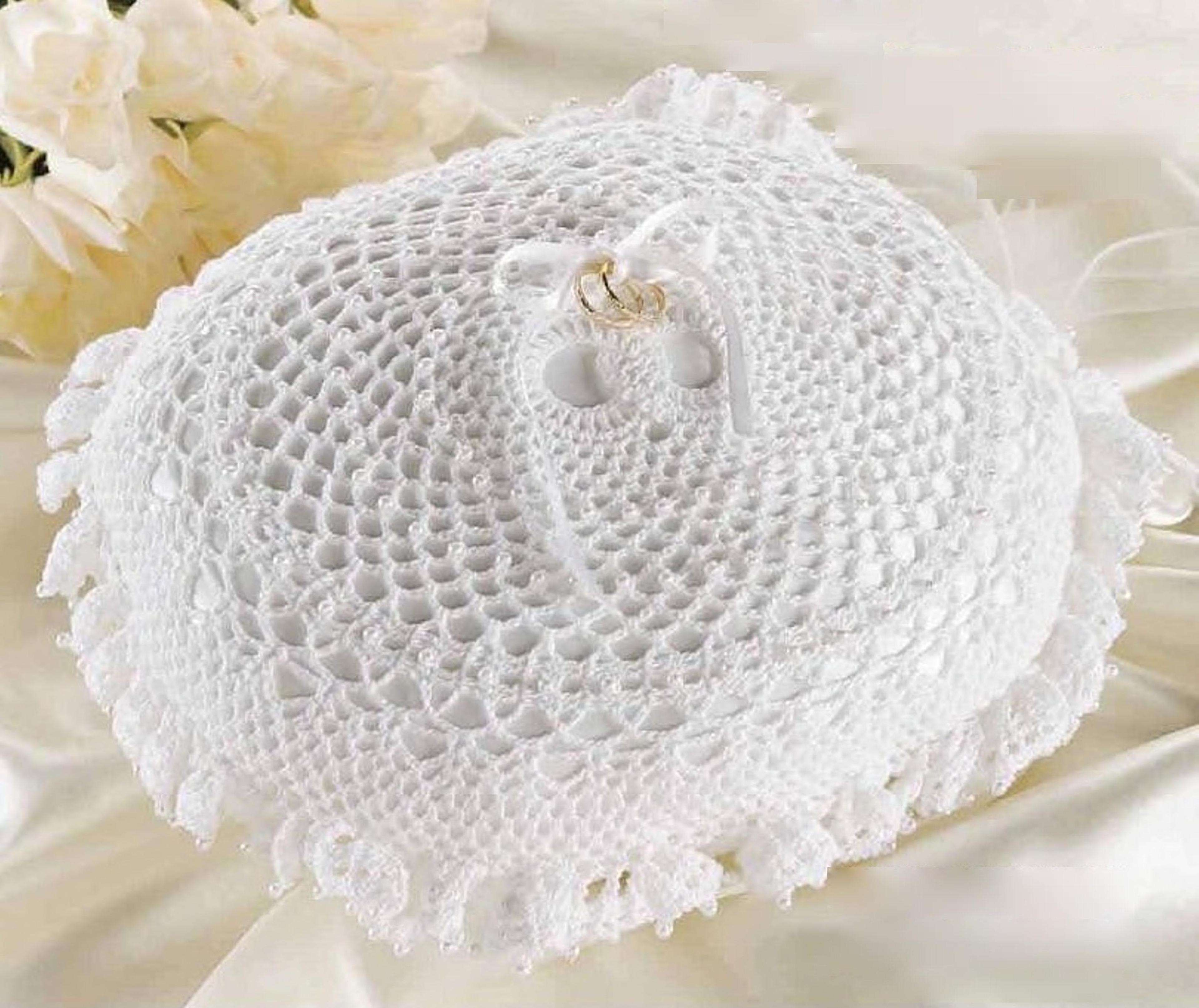 pillow for wedding rings crochet pattern - marriage gift ideas - vintage instructions digital pdf