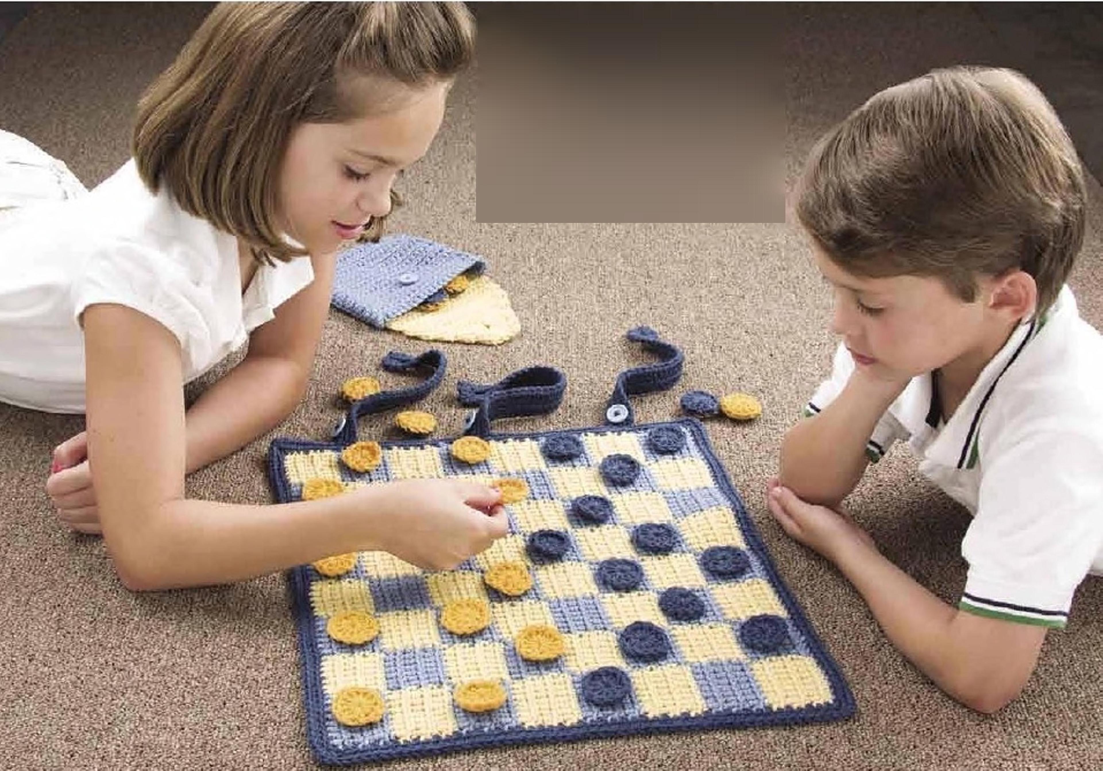 checkerboard, checkers, pouch crochet pattern - gift ideas - vintage instructions digital pdf