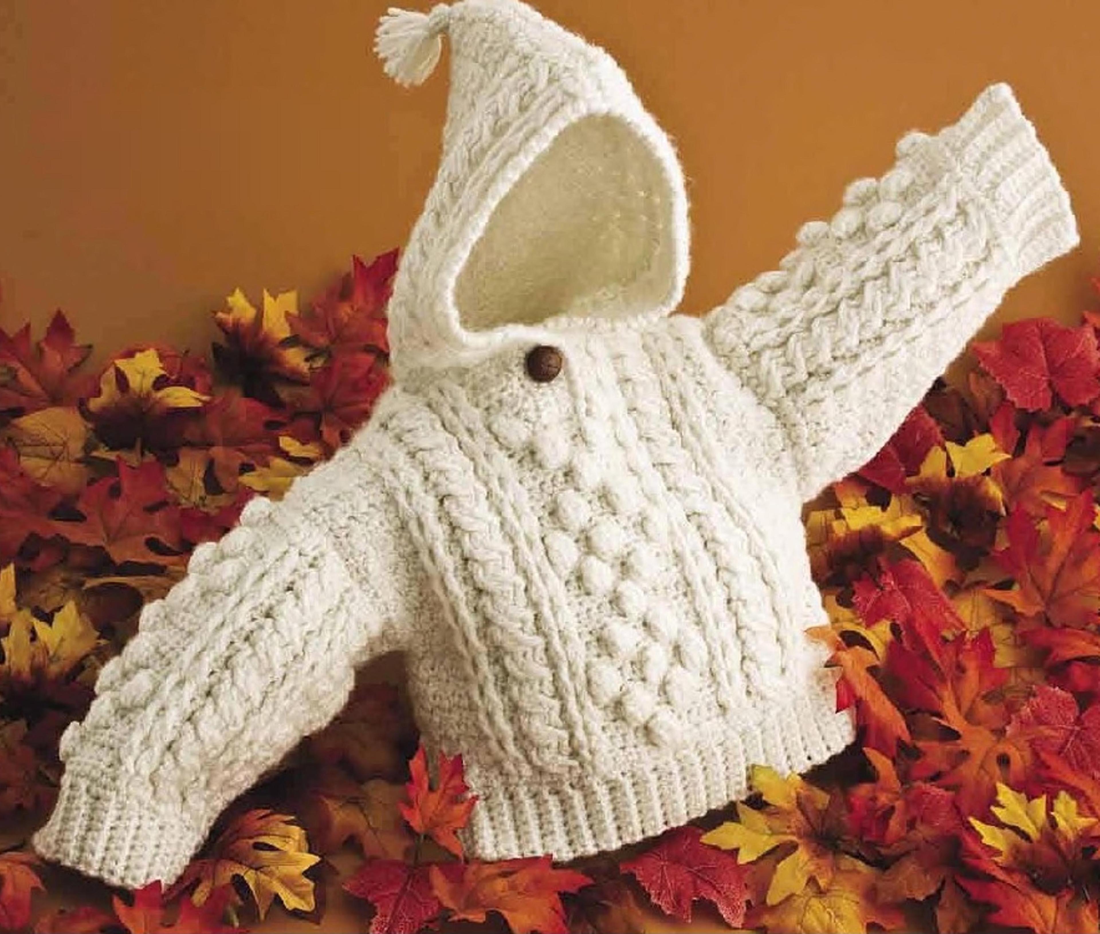 warm hoodie for baby 6-12-18 months crochet pattern - infant pullover gift ideas - vintage instructions digital pdf