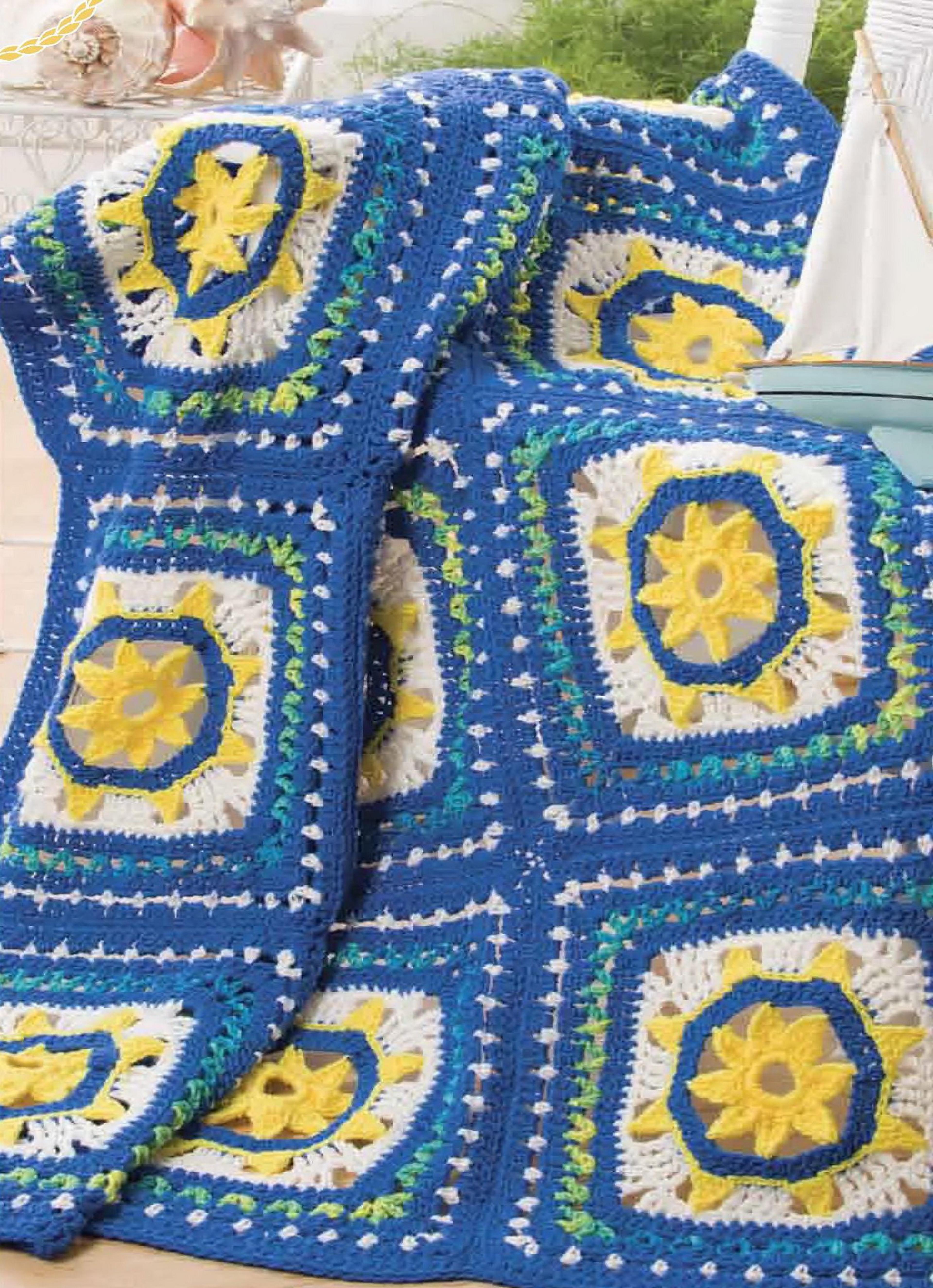 sunny afghan crochet pattern - home decor gift ideas - instructions digital pdf