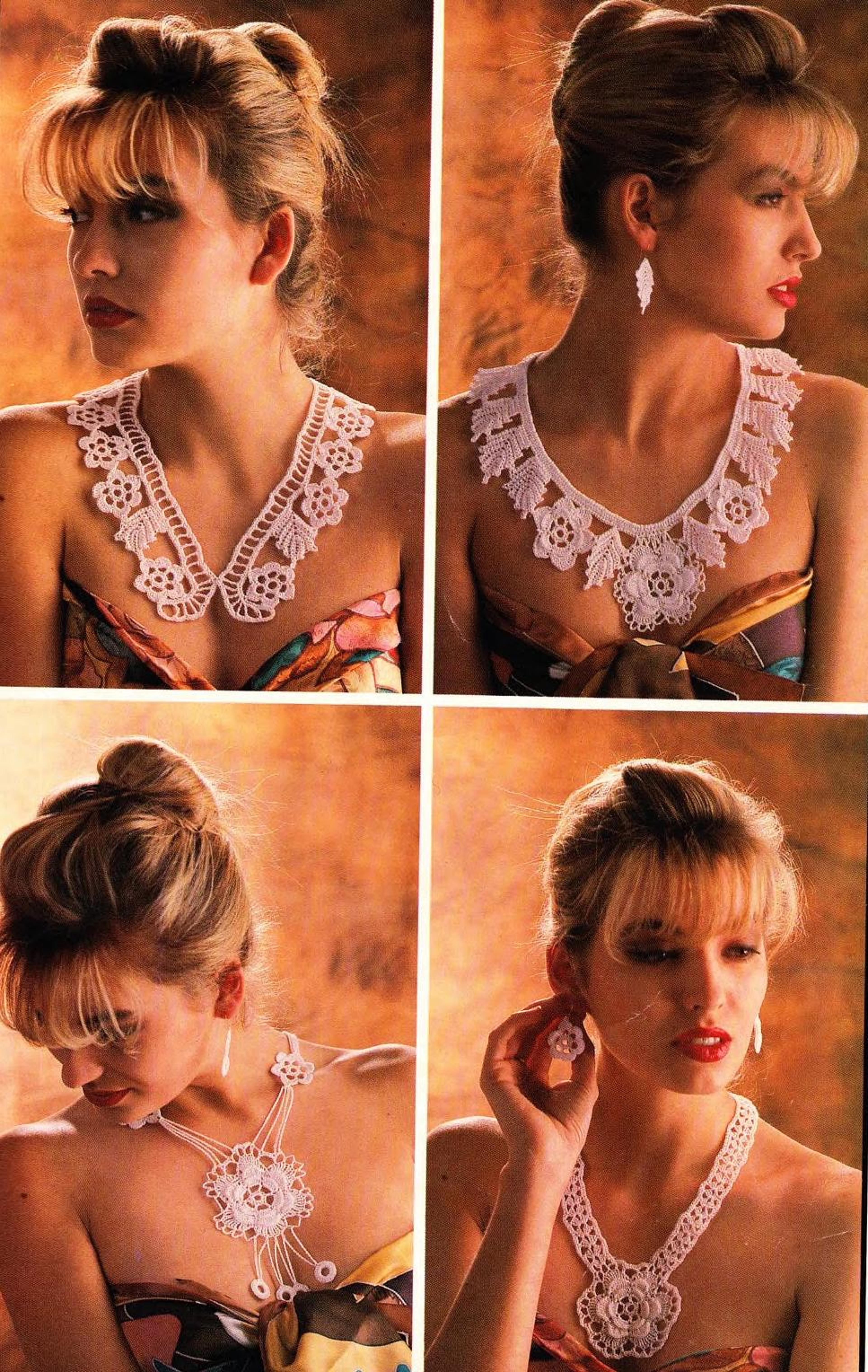 crochet lace neck ornaments - crochet diagram - digital vintage pattern pdf download