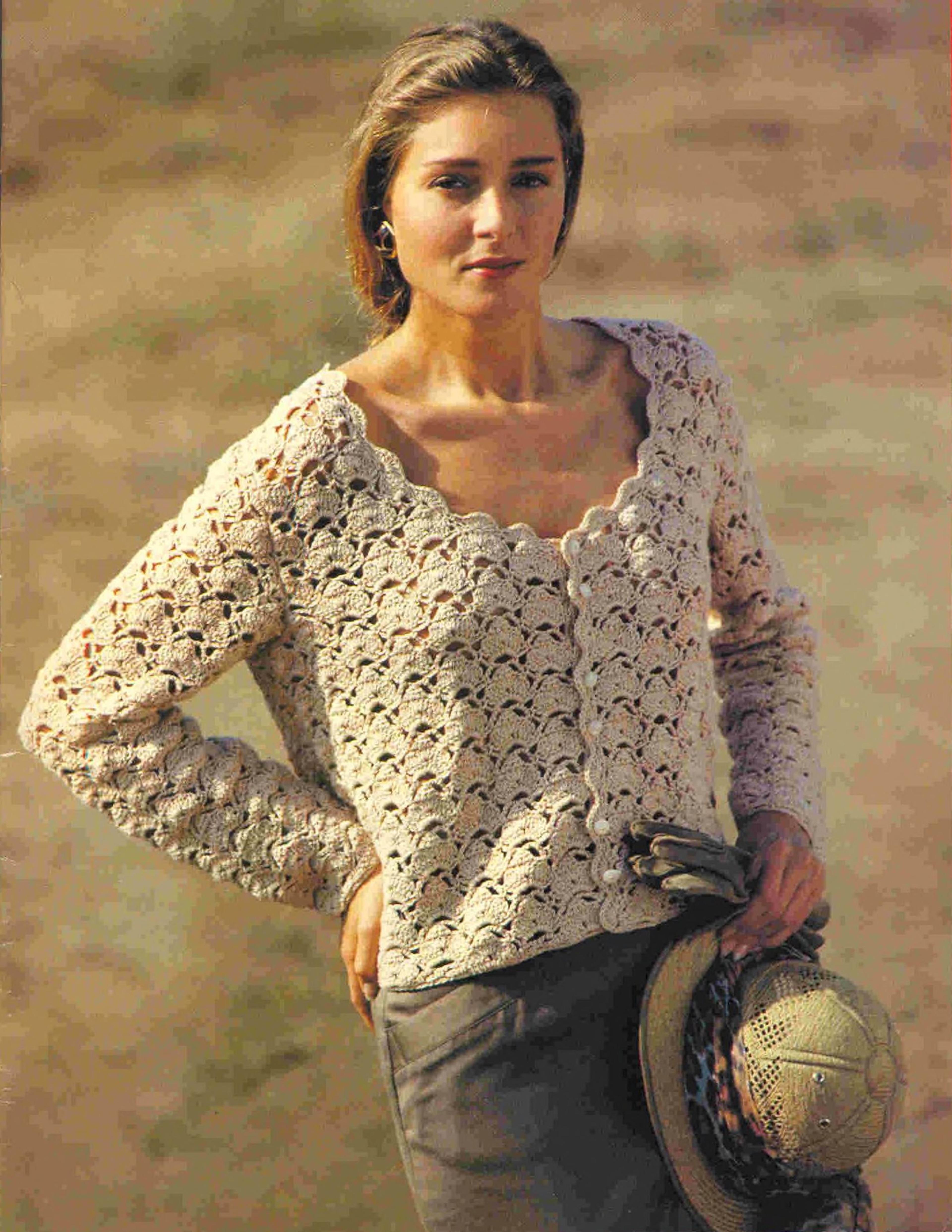 cardigan safari crochet diagram - digital vintage pattern pdf download