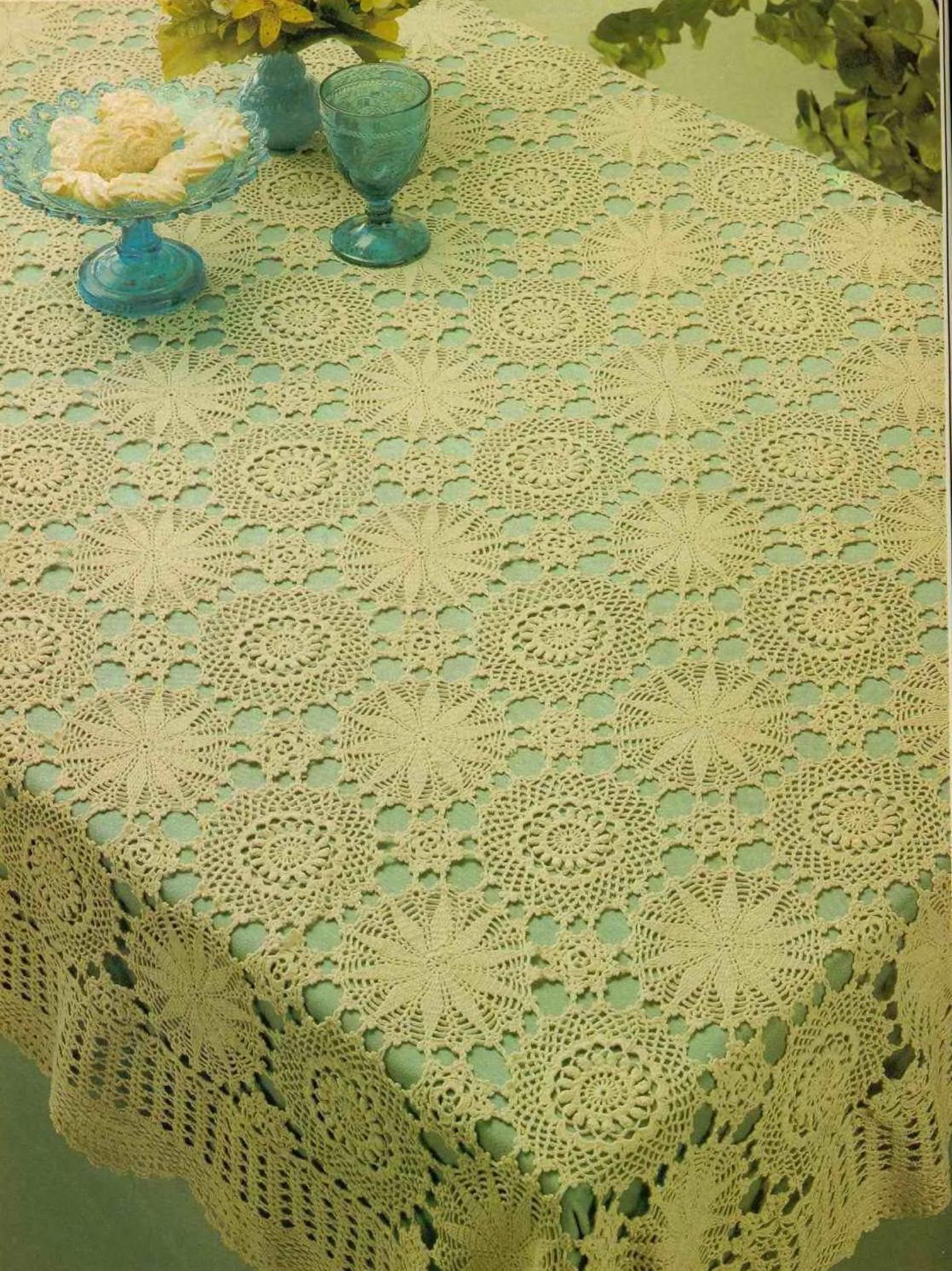 crochet diagram patchwork tablecloth, trousseau treasure - digital vintage pattern pdf download