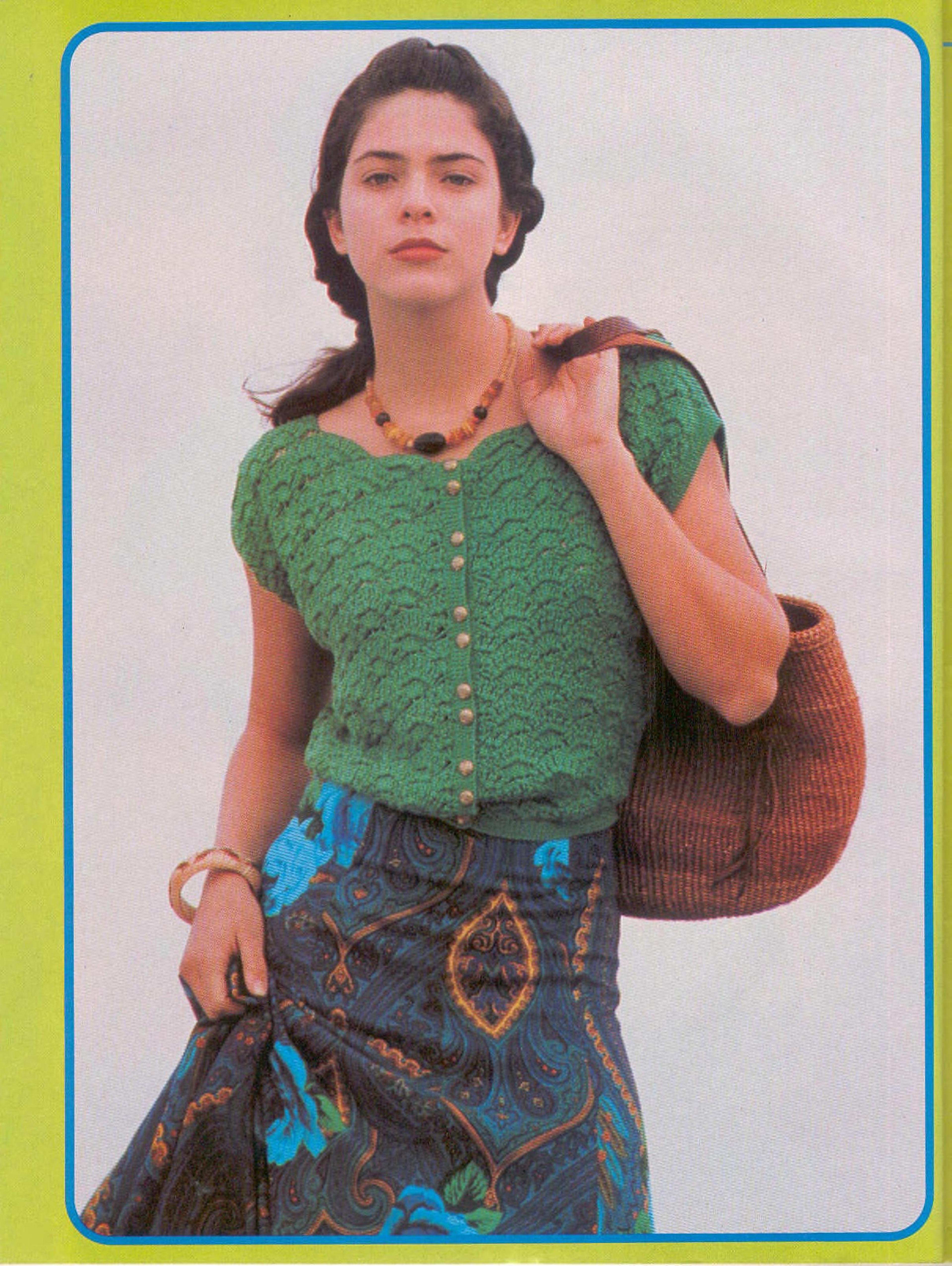 summer top with buttons crochet diagram - vintage crochet fan pattern - digital pdf download