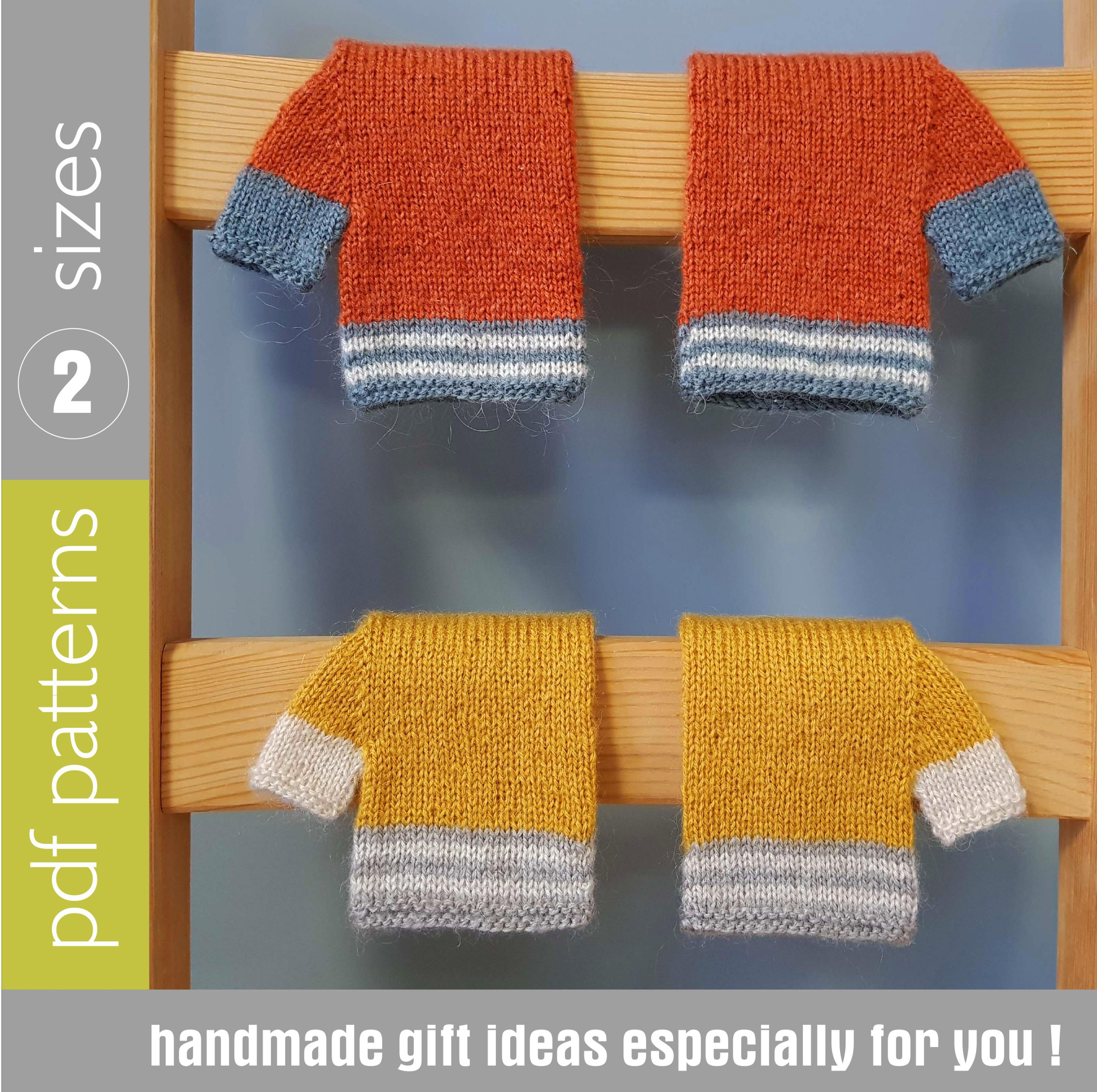 fingerless gloves knitted patterns in 2 sizes (children 6-7 years old, adults size s-m) set of 2 tutorials in english
