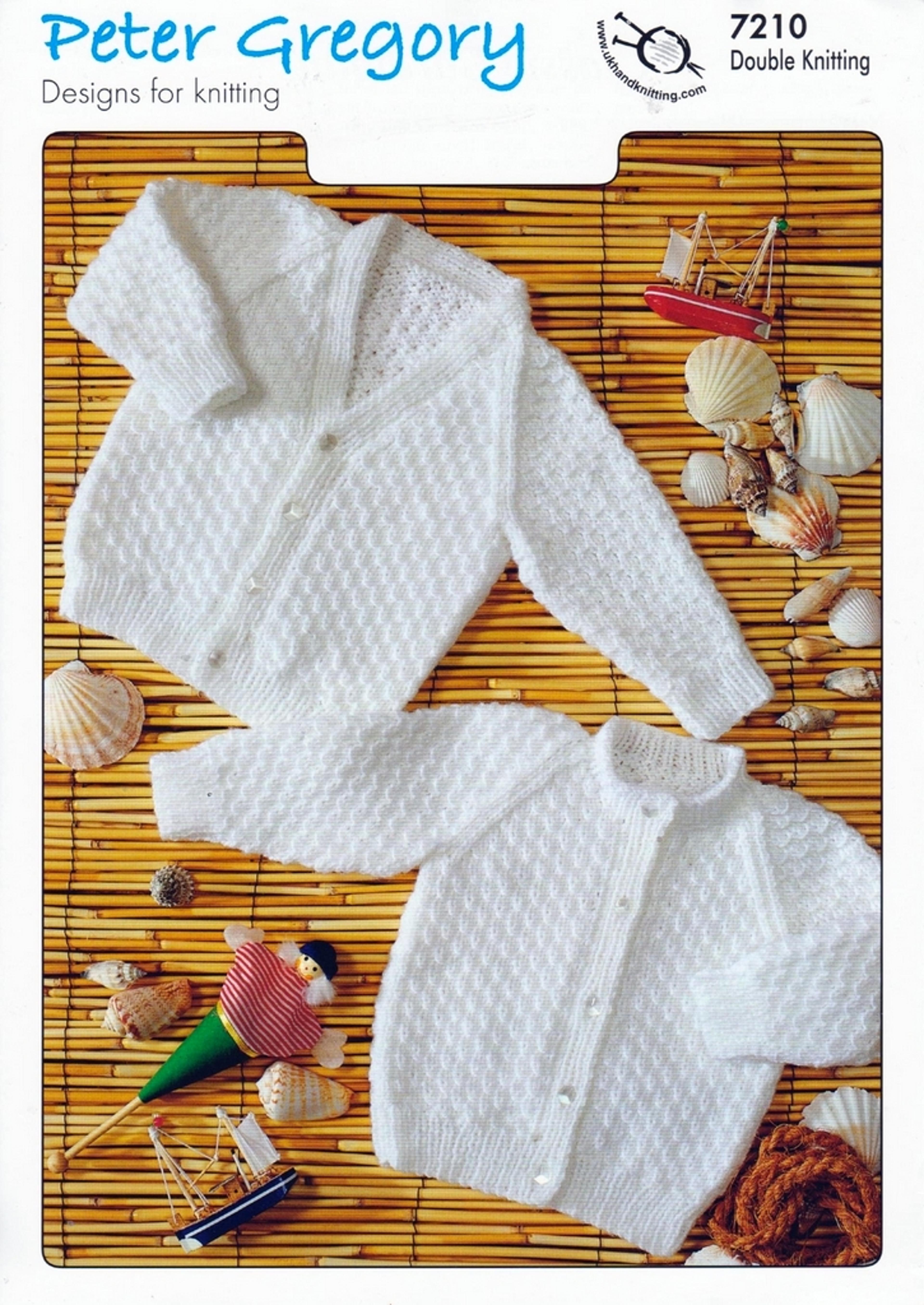 baby clothes designs for knitting - classic white cardigans, chest sizes 16-24in (40-60cm) - vintage pattern digital pdf