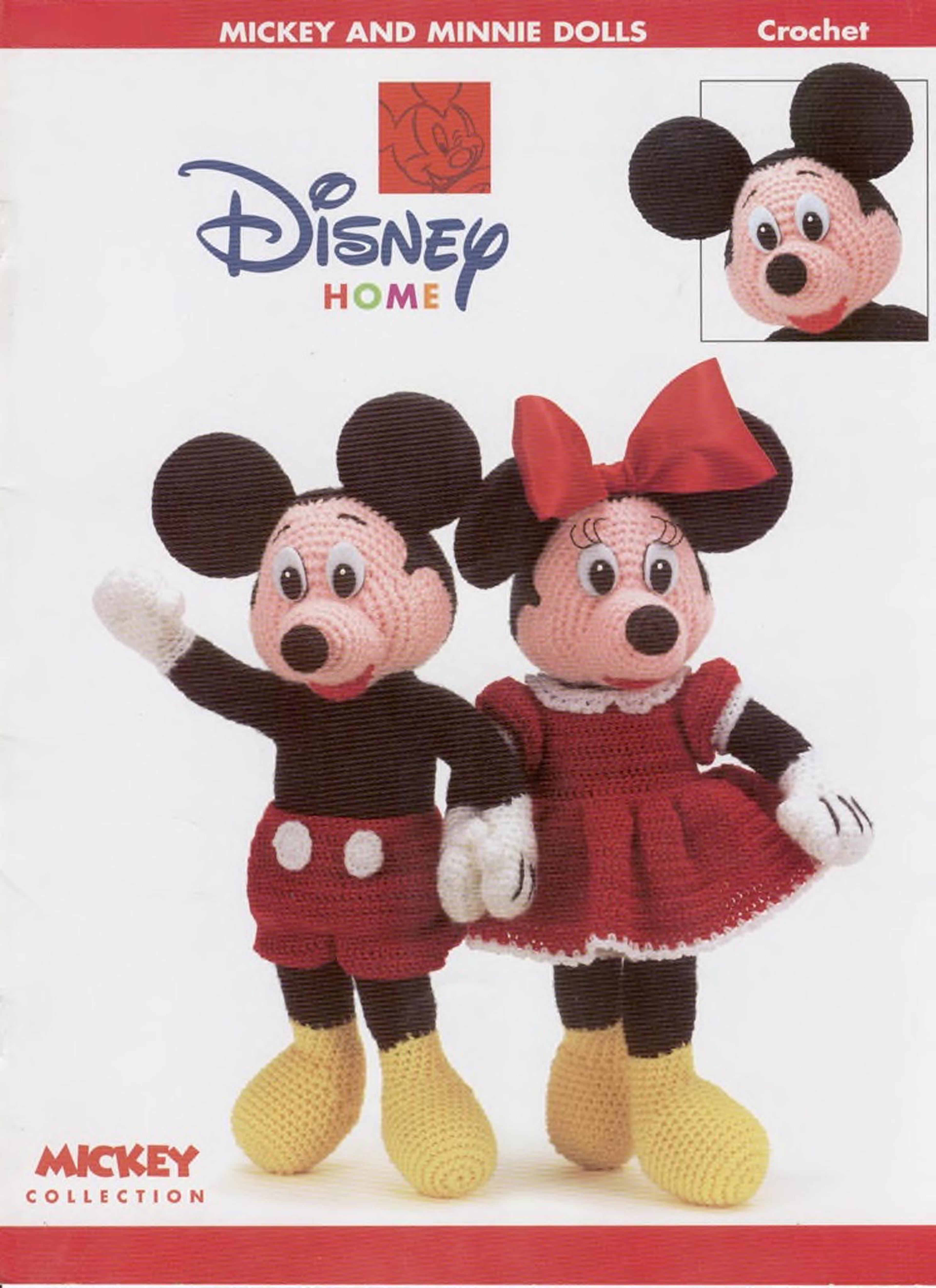 minnie and mickey mouse crochet pattern - baby soft toy gift - vintage patterns digital pdf