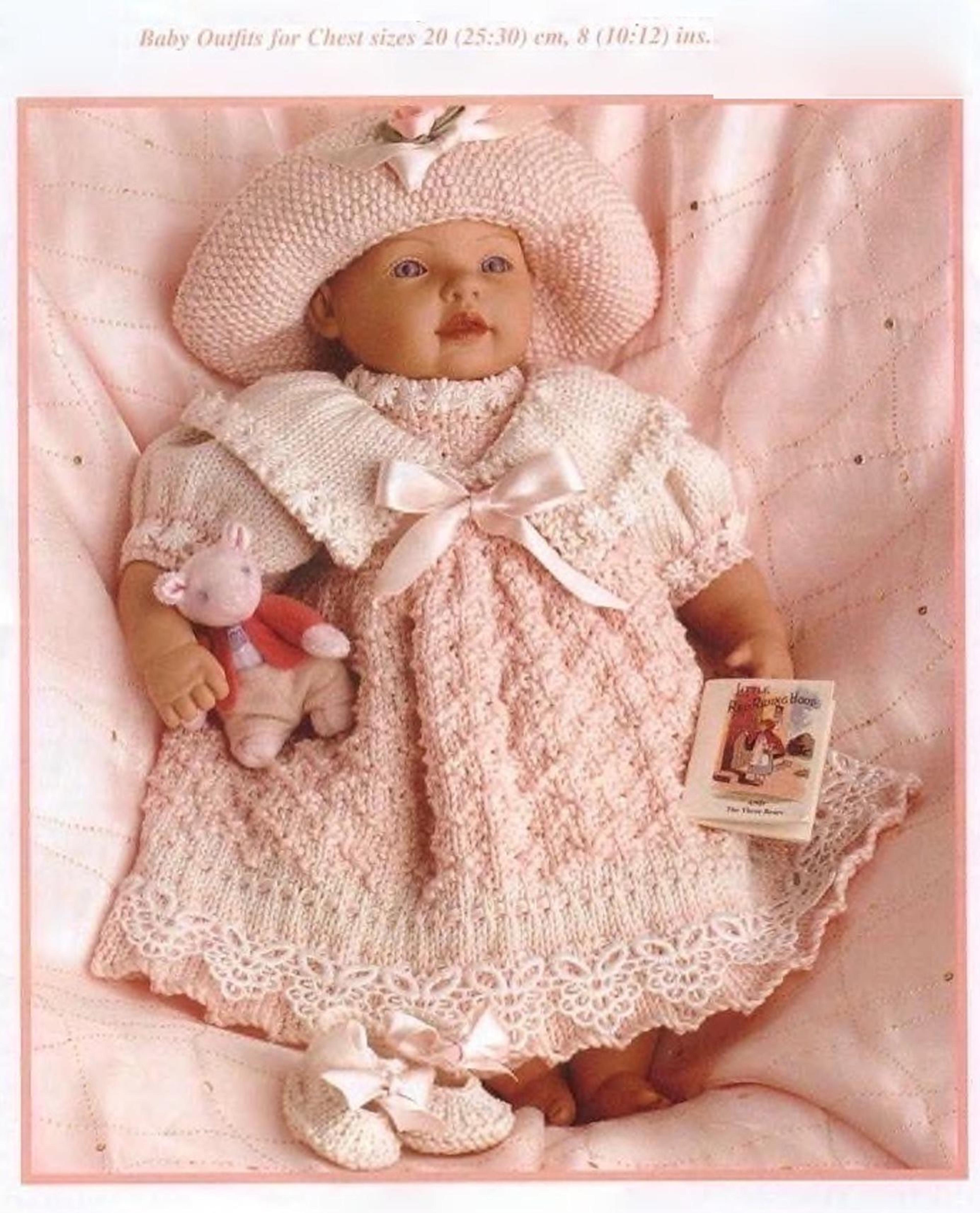 baby outfits knitting pattern - for premature baby, first size baby and doll, vintage patterns digital pdf