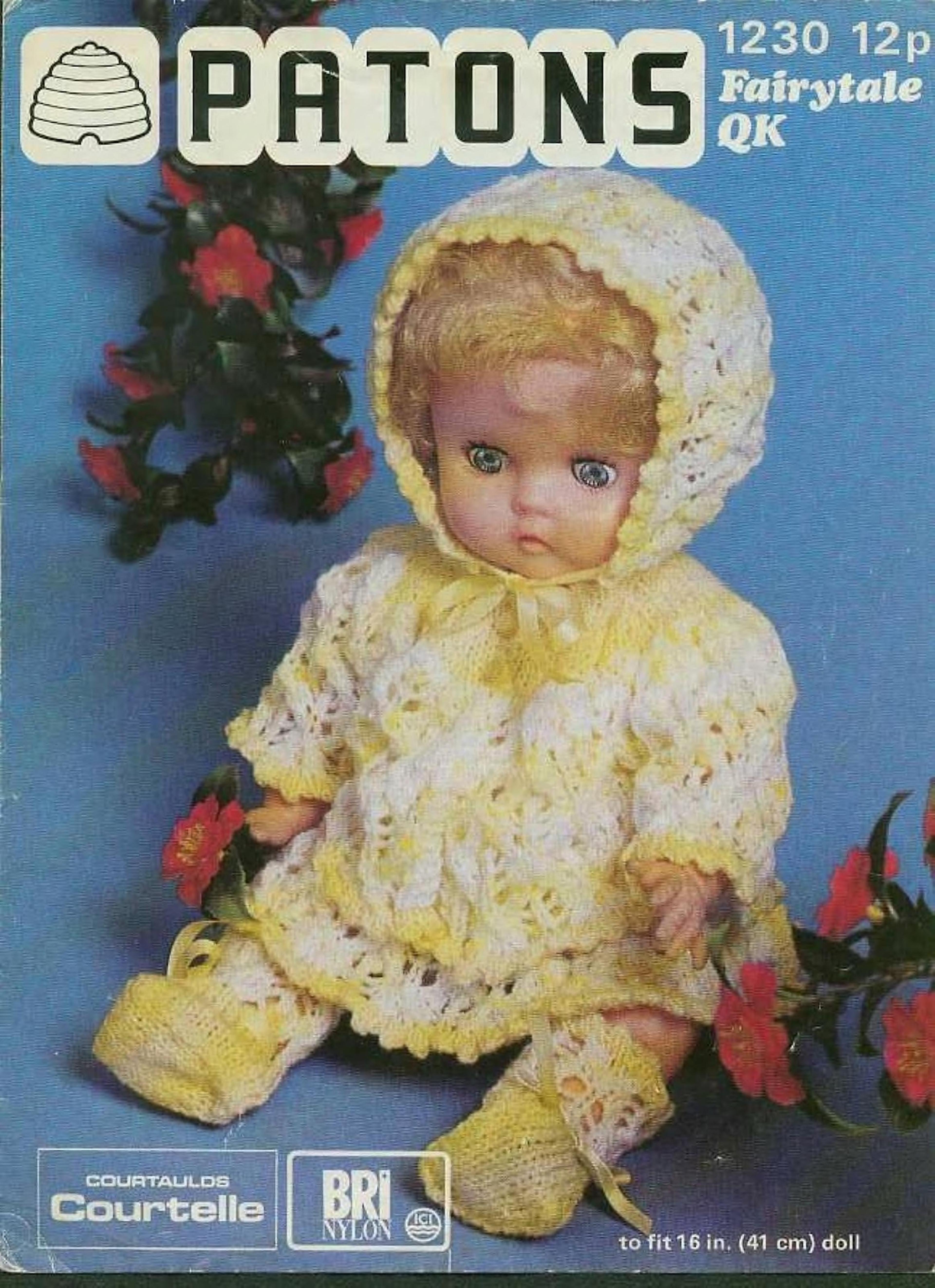 doll clothes knitting patterns - lacy prettiness for 16 in. (41 cm) baby doll - vintage pattern pdf instant download