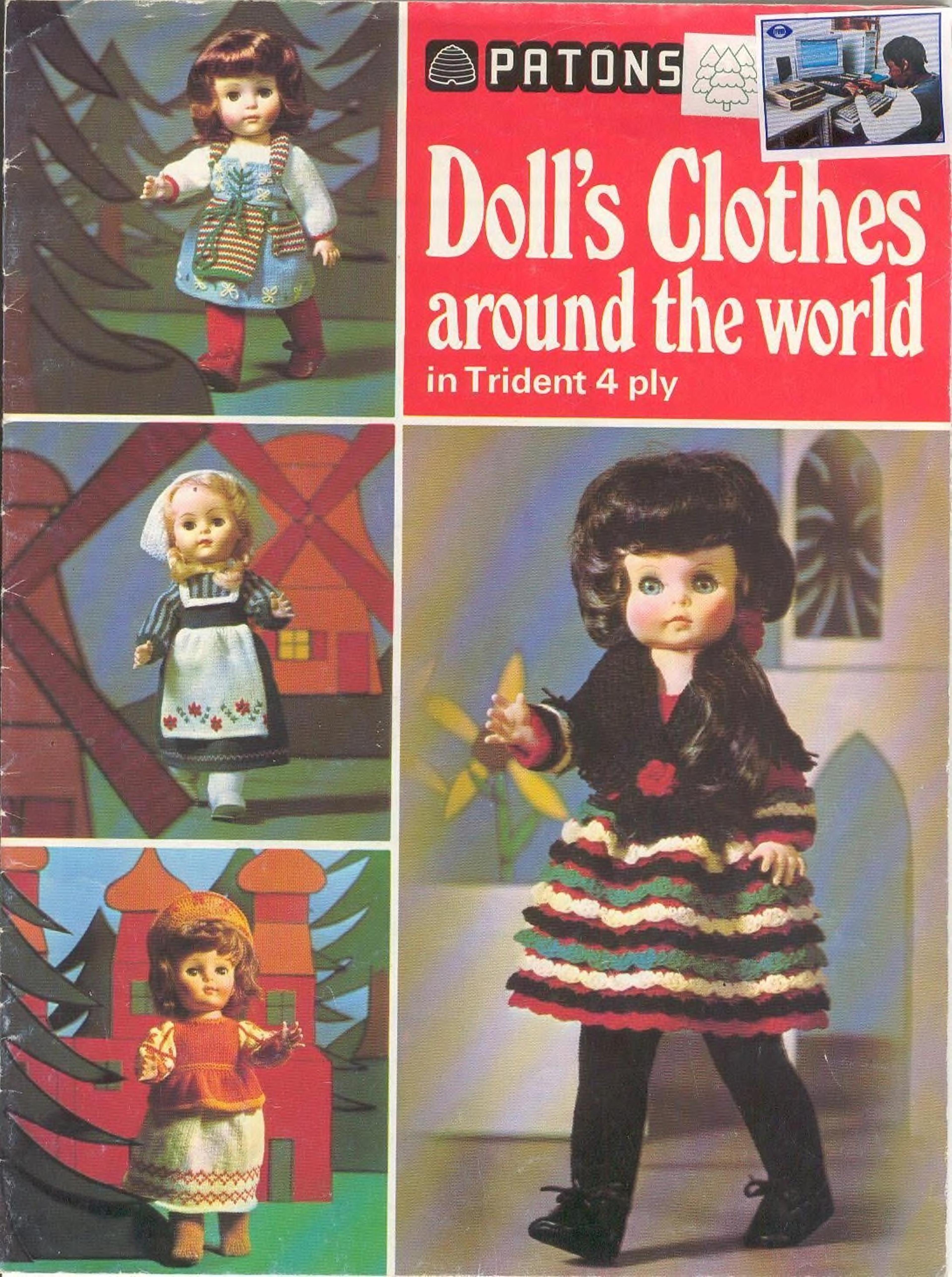 knitted and crocheted doll's clothes - national costumes for 18 inch dolls - vintage pattern pdf instant download