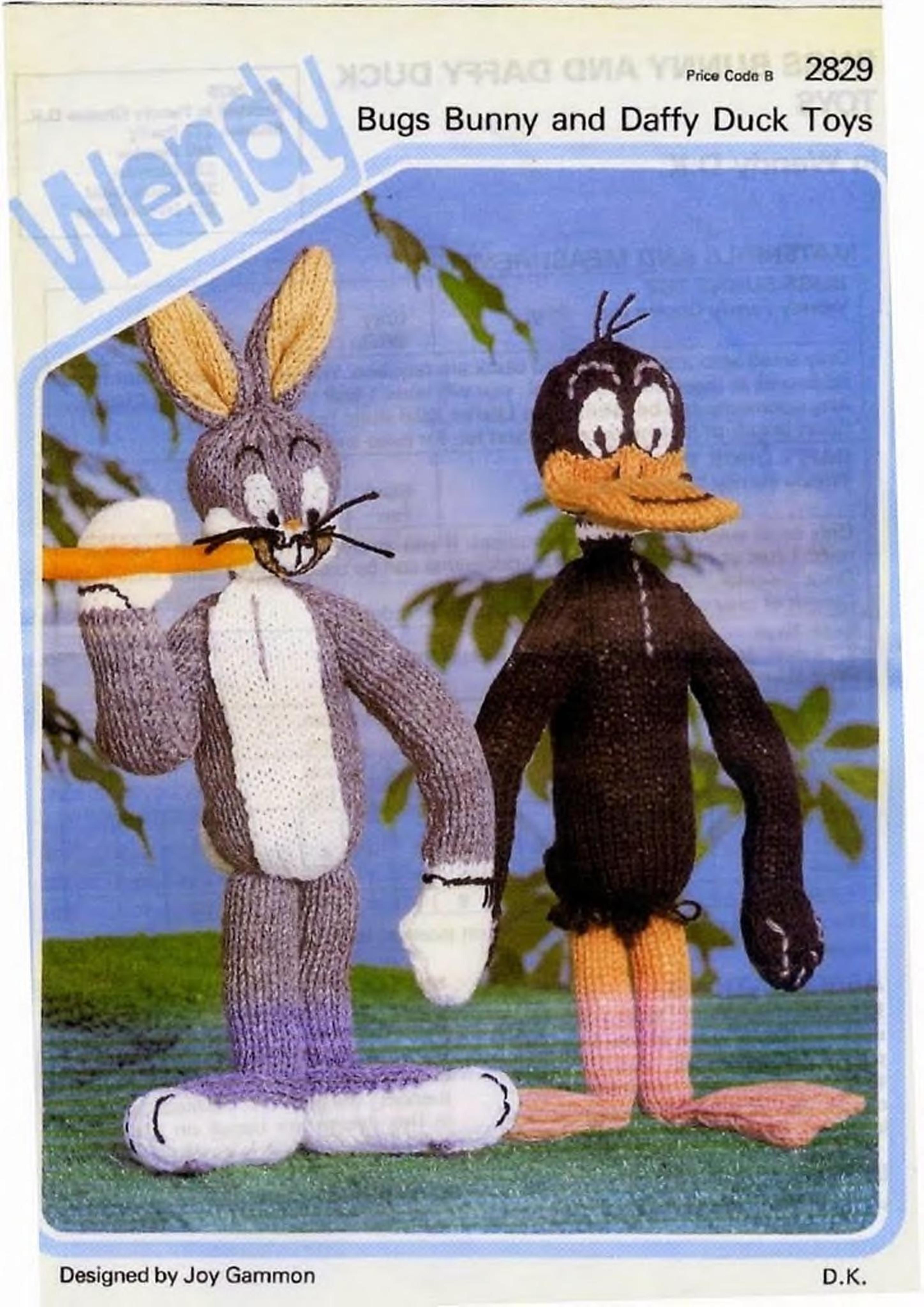 bugs bunny and daffy duck knitting pattern - stuffed toy vintage pattern pdf instant download