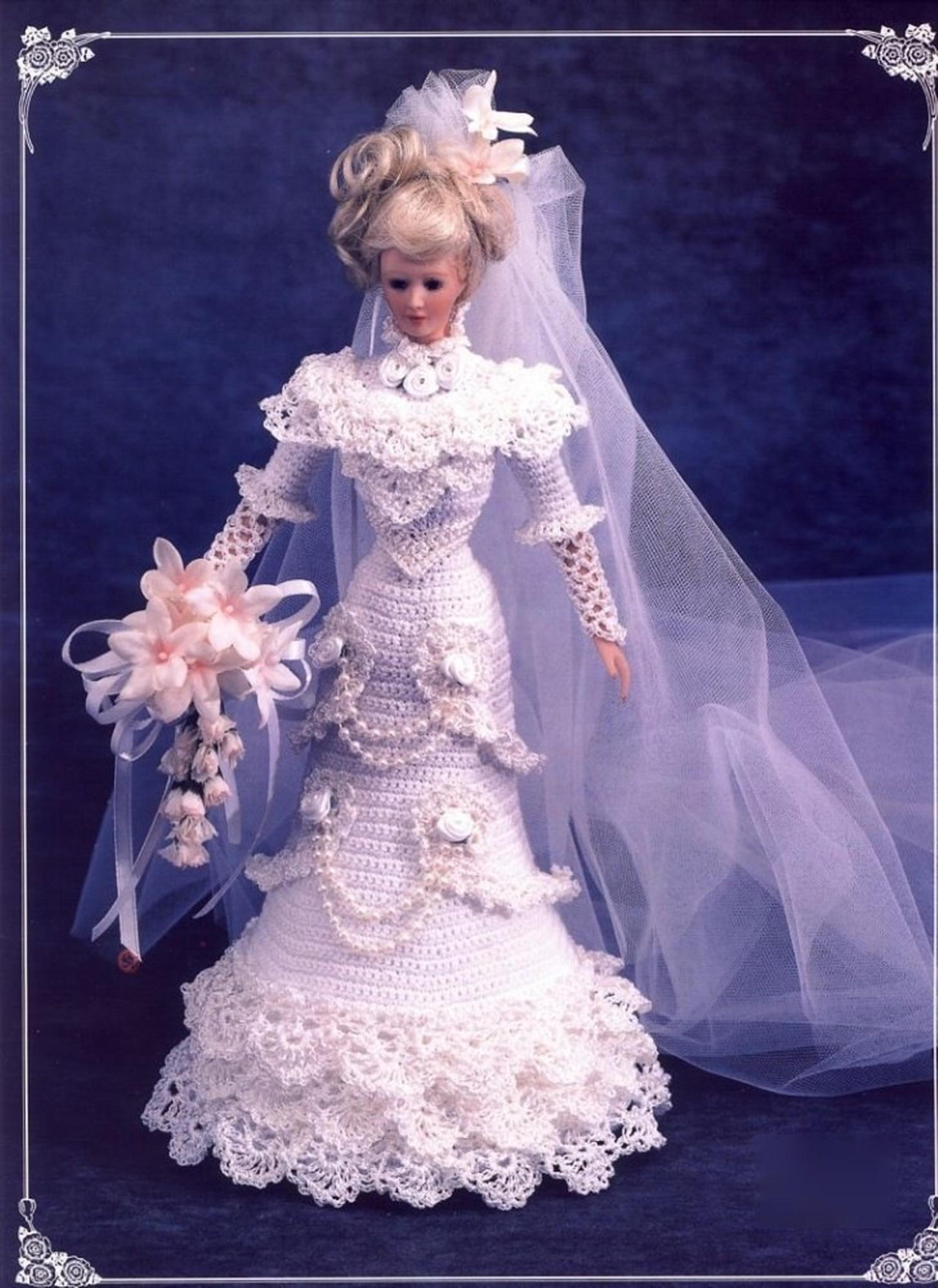 crochet bride doll gown - barbie dress pattern - edwardian lady - vintage patterns dolls clothes digital pdf download