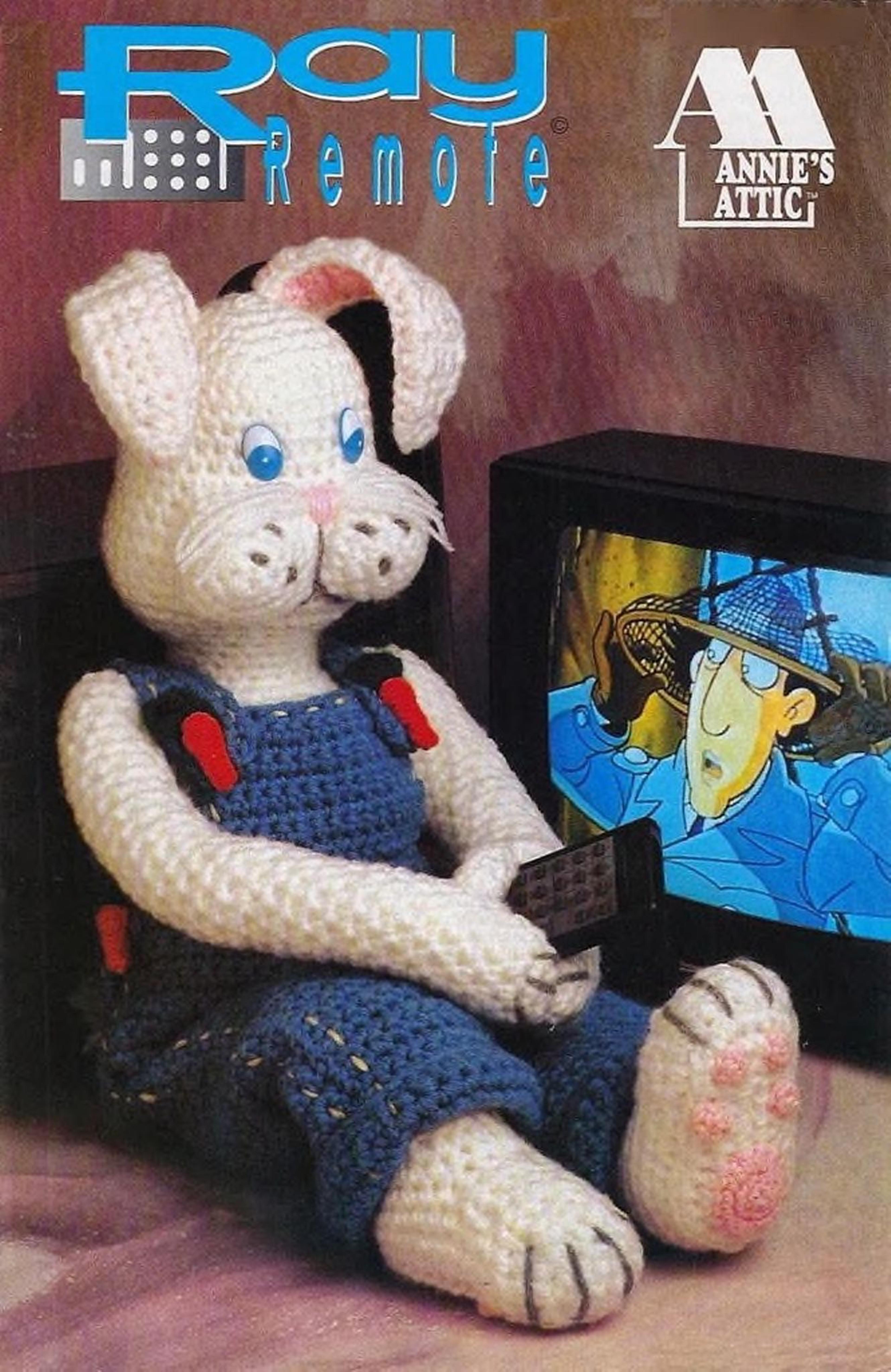 crochet toy rabbit pattern, 31 inch tall - vintage stuffed animal patterns pdf instant download