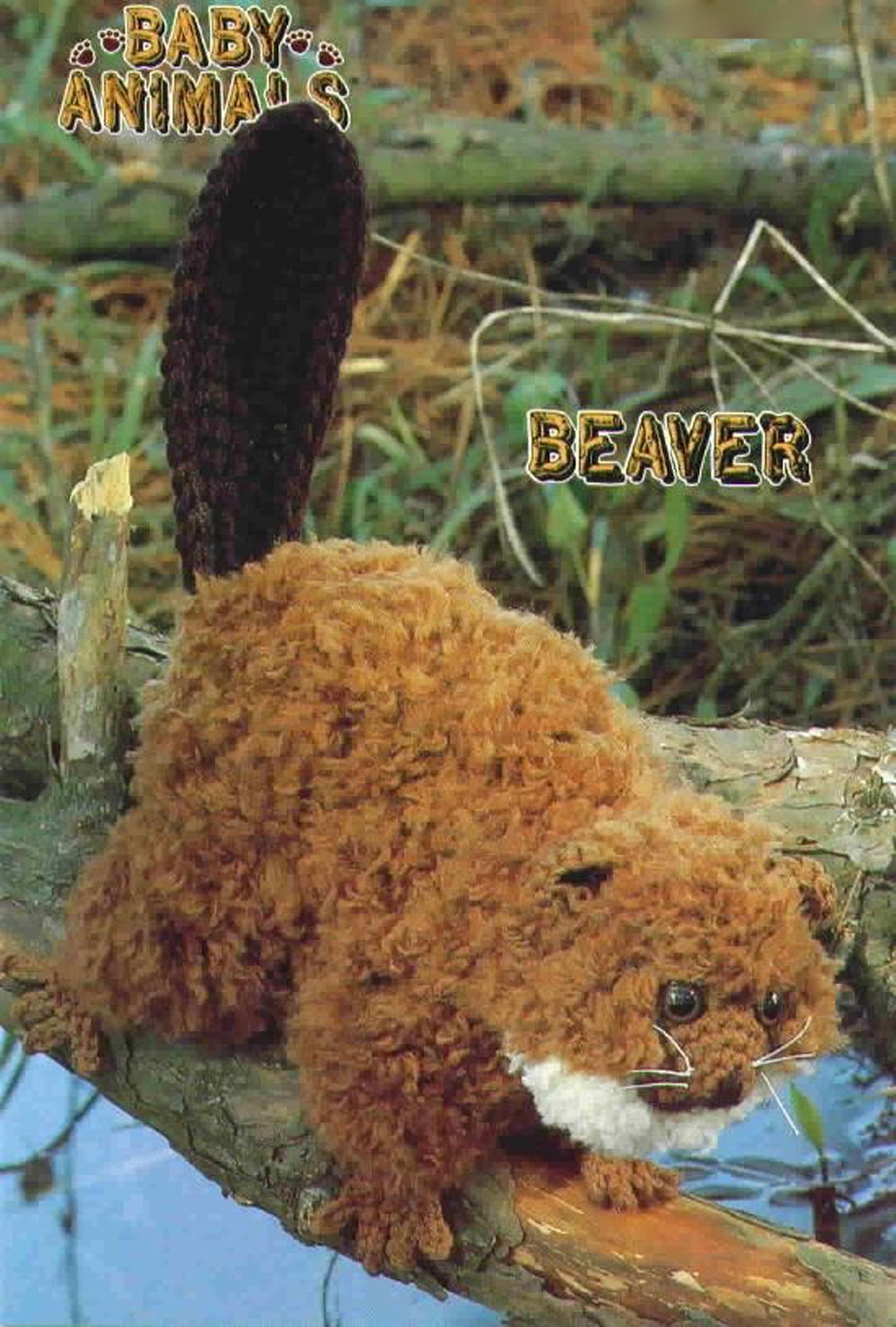 crochet toy beaver pattern, 6 inch tall - vintage stuffed animal patterns pdf instant download