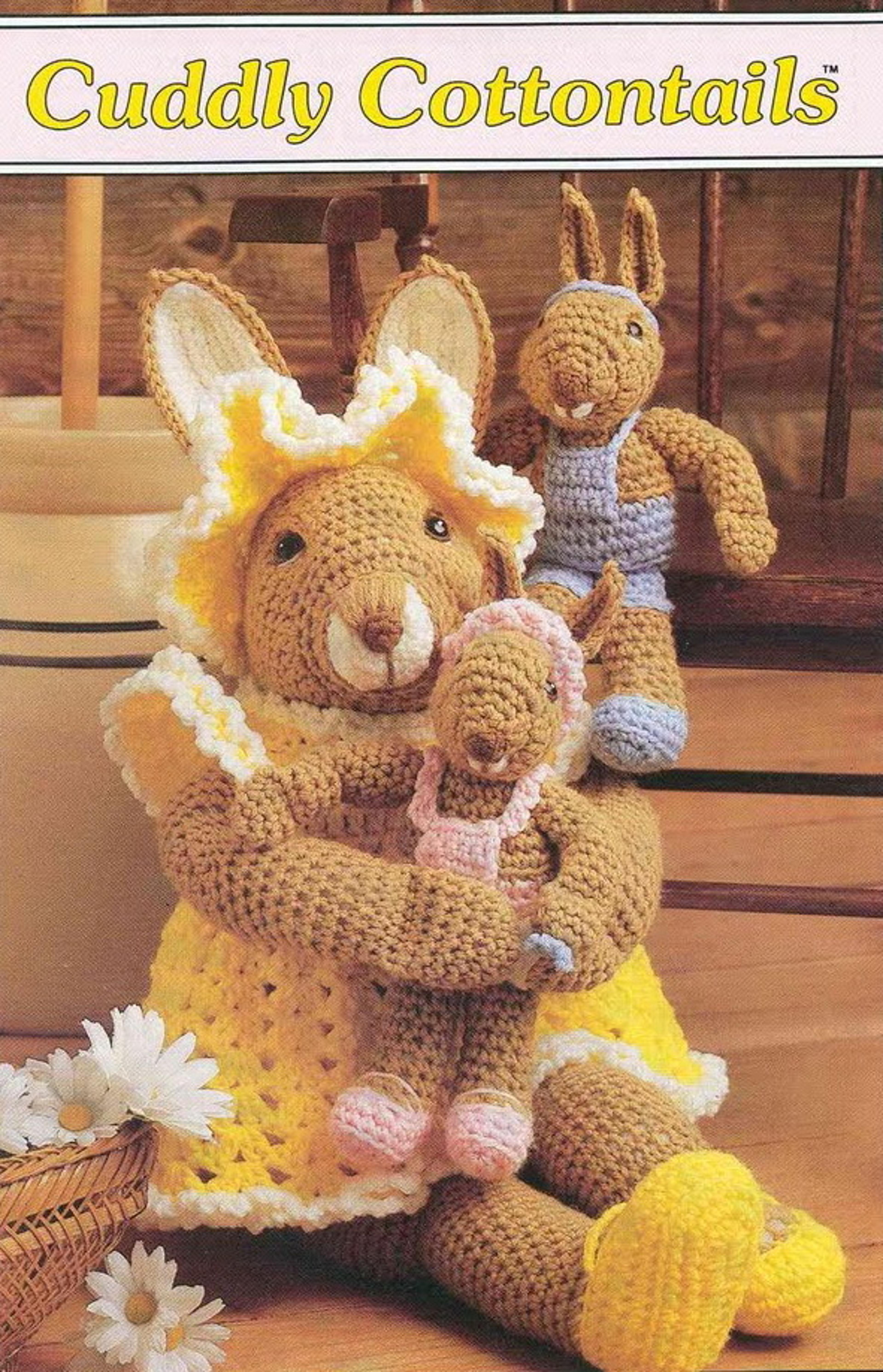 crochet toys bunnies pattern, 23 inch and 10 inch tall - vintage stuffed animal patterns pdf instant download