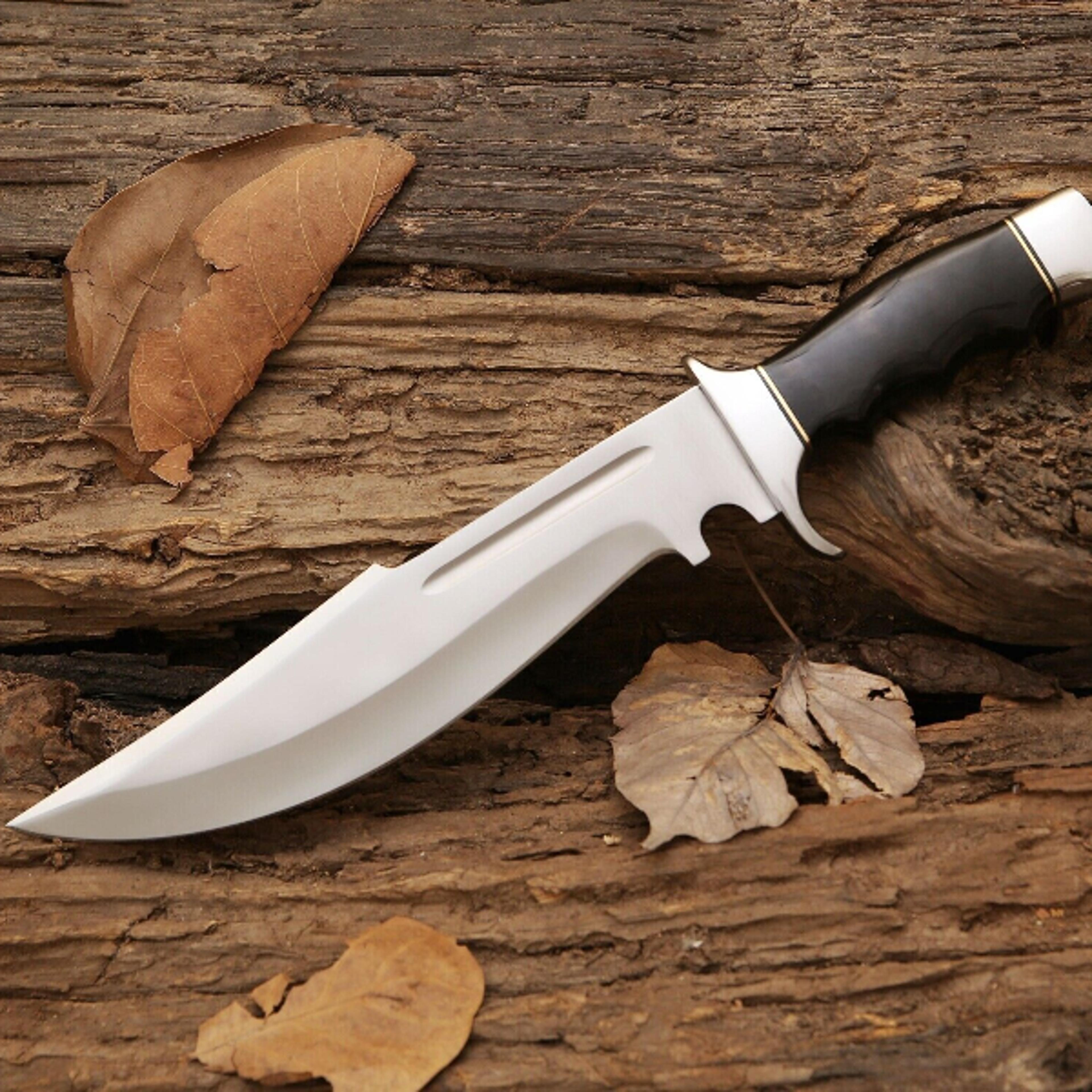 custom handmade 10 inches blade bowie knife 5 inches handel d2 steel hunting knife with leather sheath,