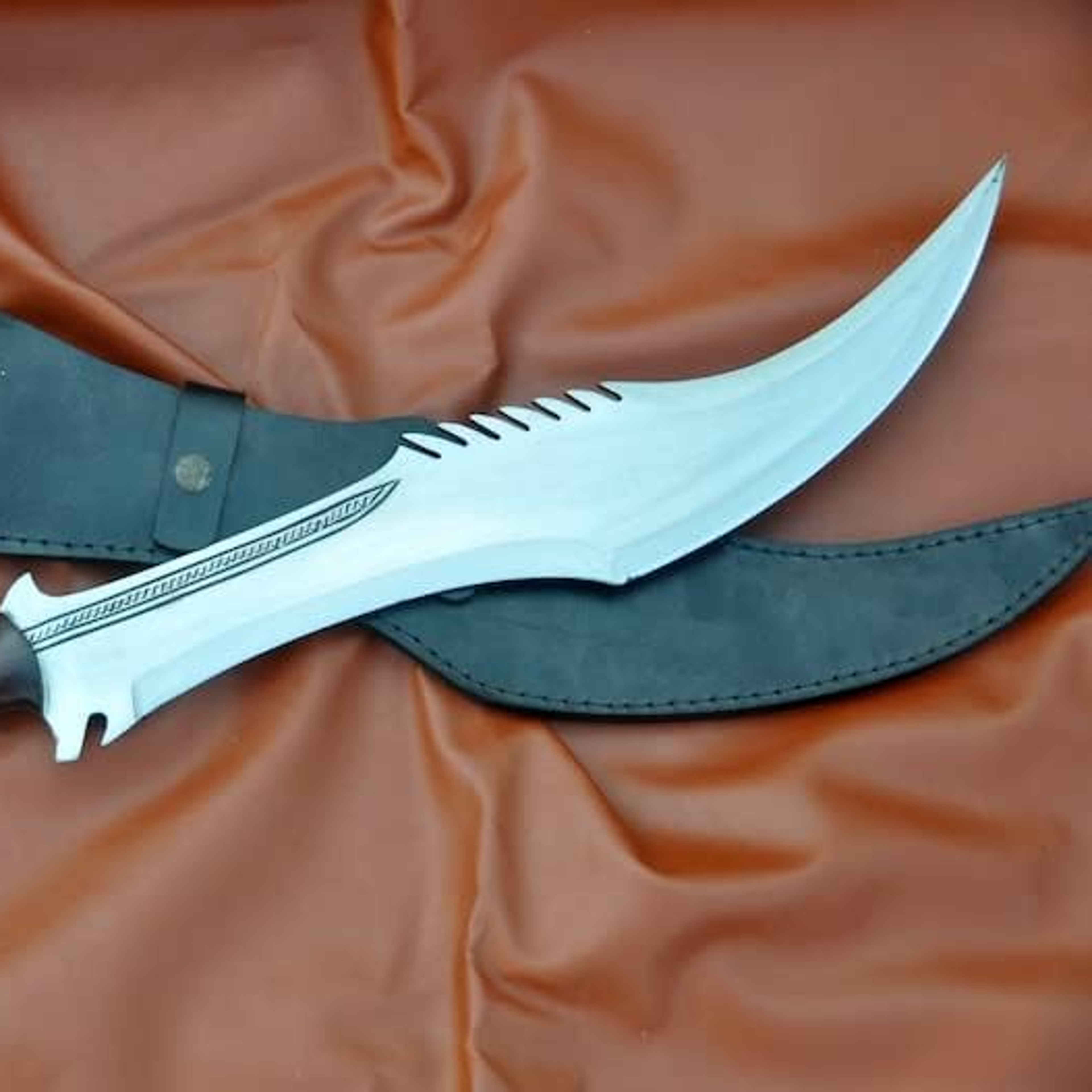 custom 18 inches long blade bowie large machete axe- fantasy machete-hand forged