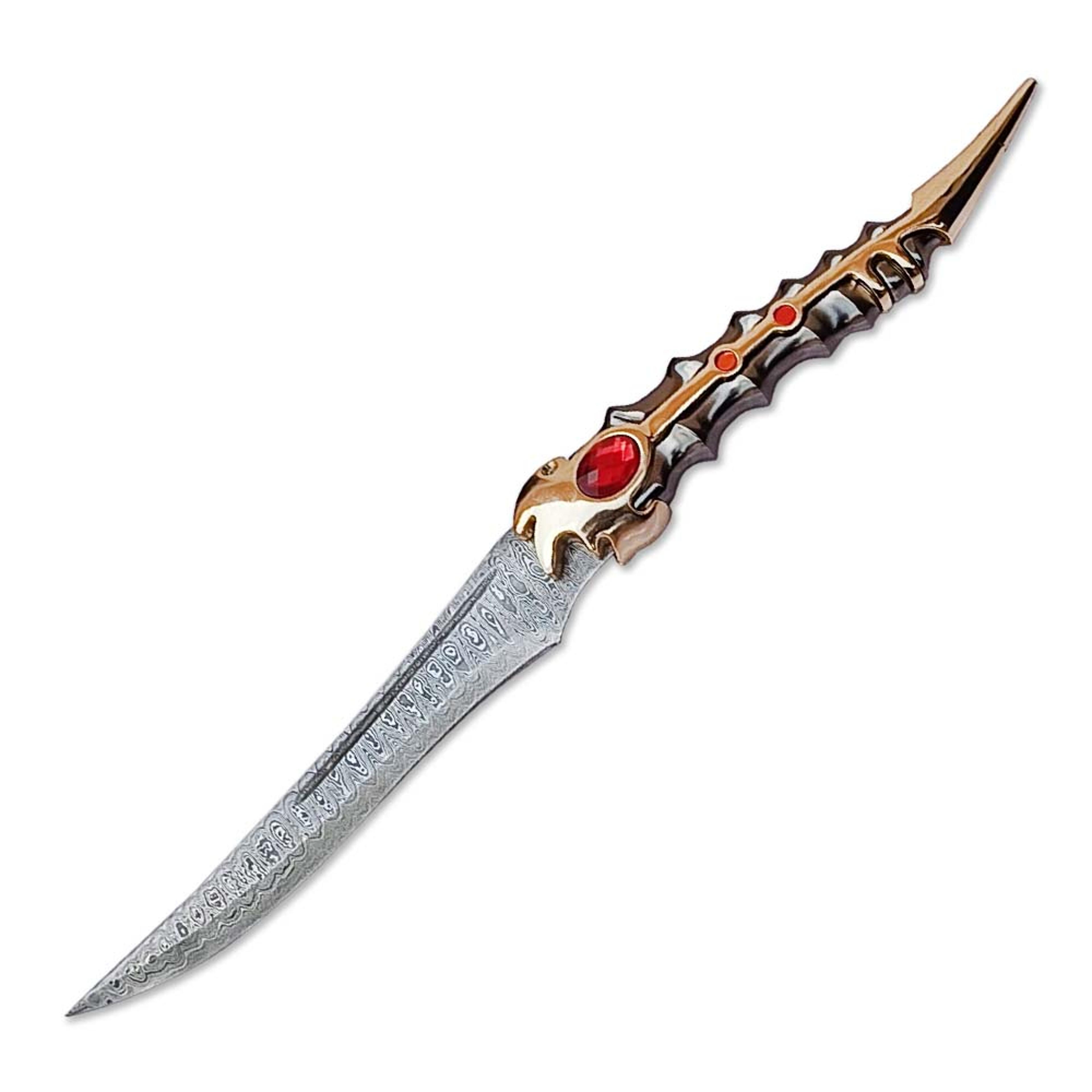 damascus steel catspaw dagger – life-size arya stark replica for cosplay, display & collection