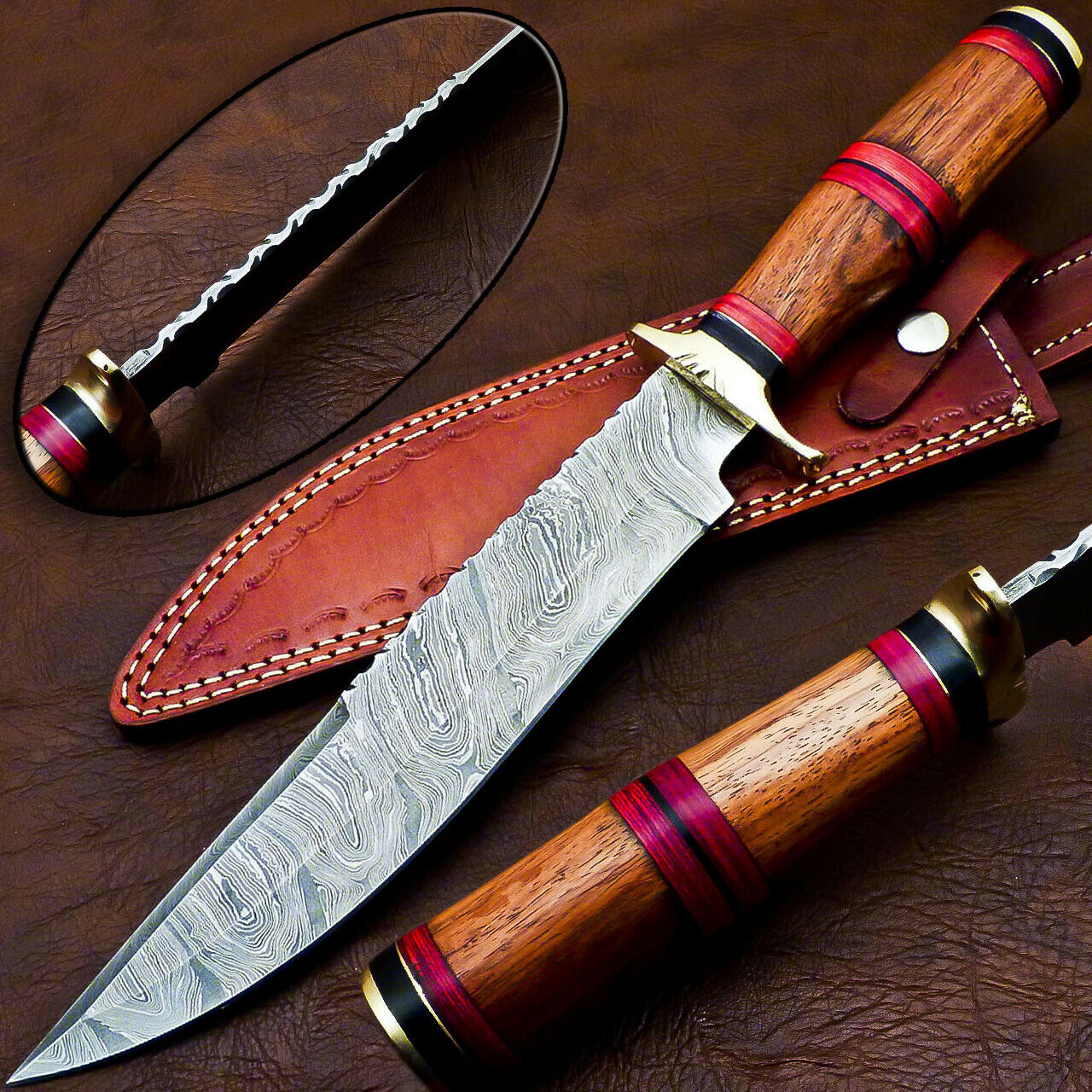 custom made hand made damascus steel bowie knife