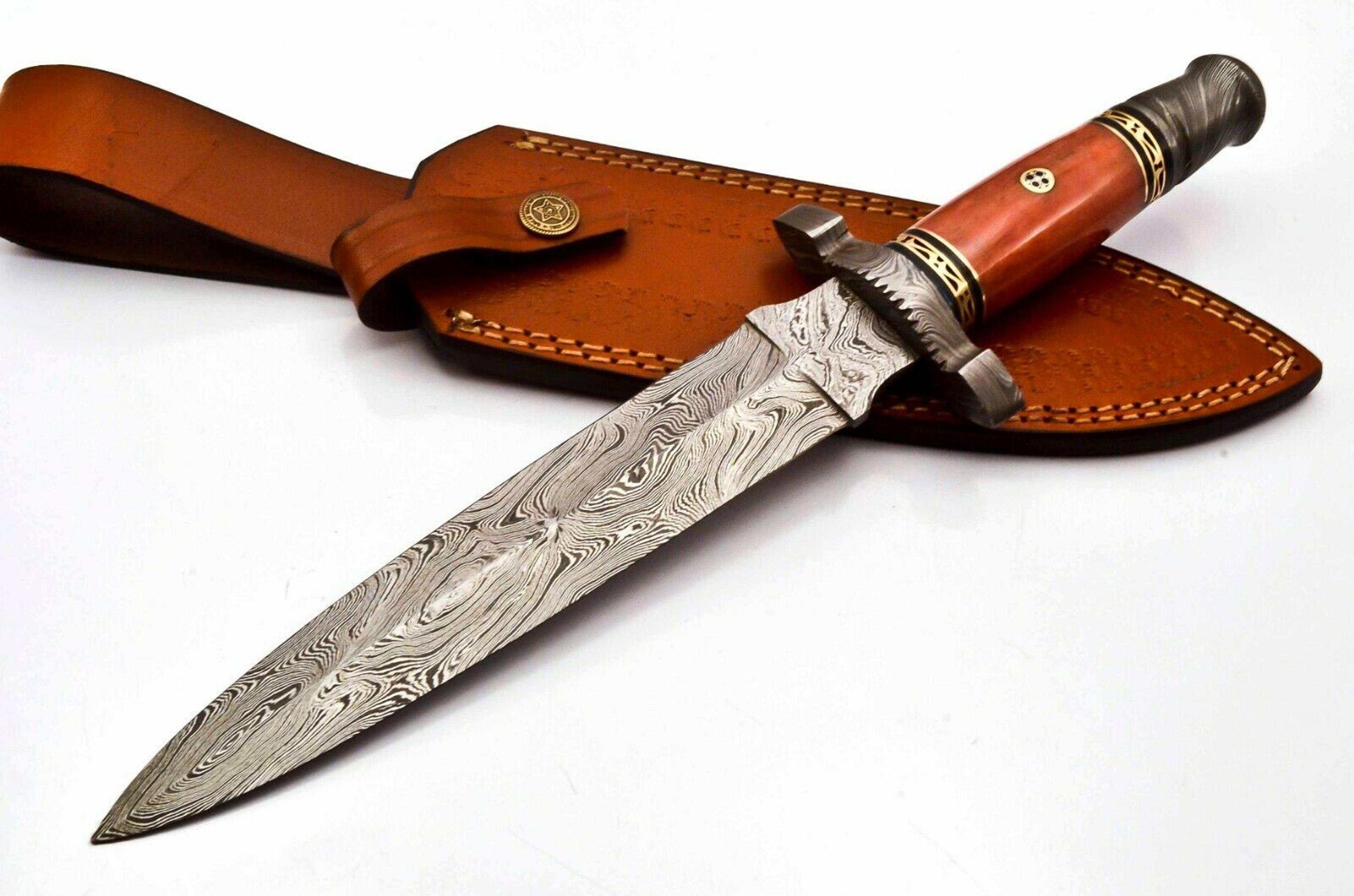 beautifull custom handmade damascus steel hunting dagger knife,