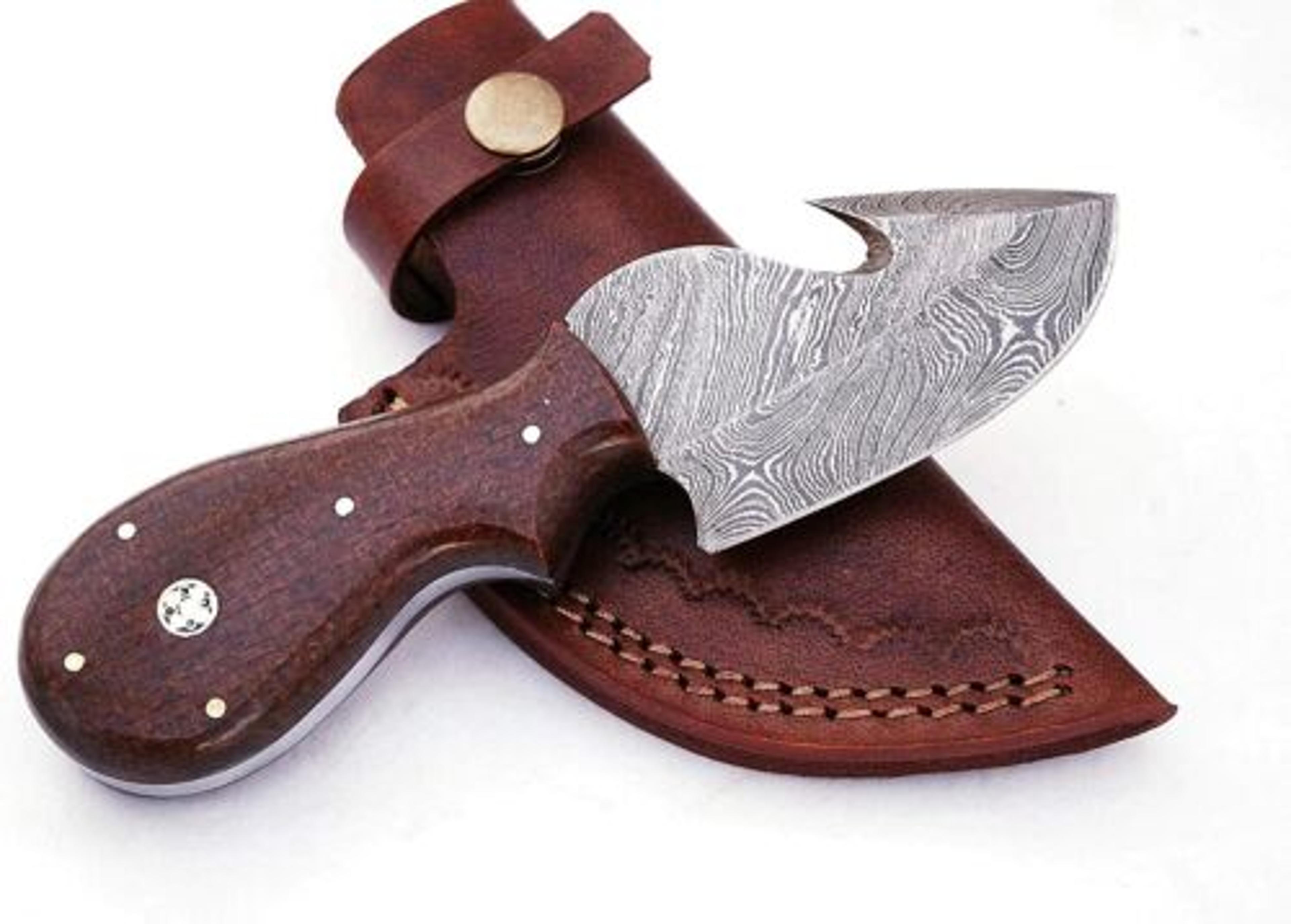 7" custom handmade damascus steel hunting skinner knife camping skinning knife