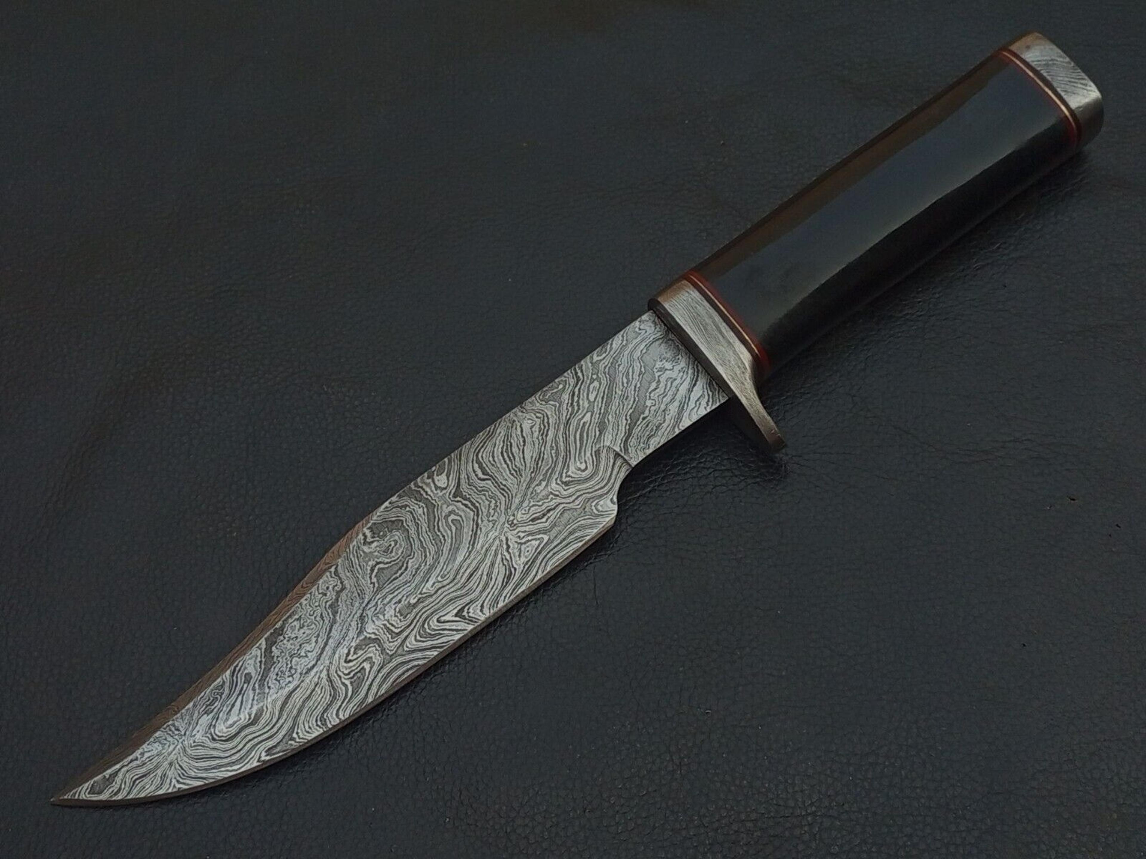 12" custom hand made damascus steel bowie knife g10 handle w sheath
