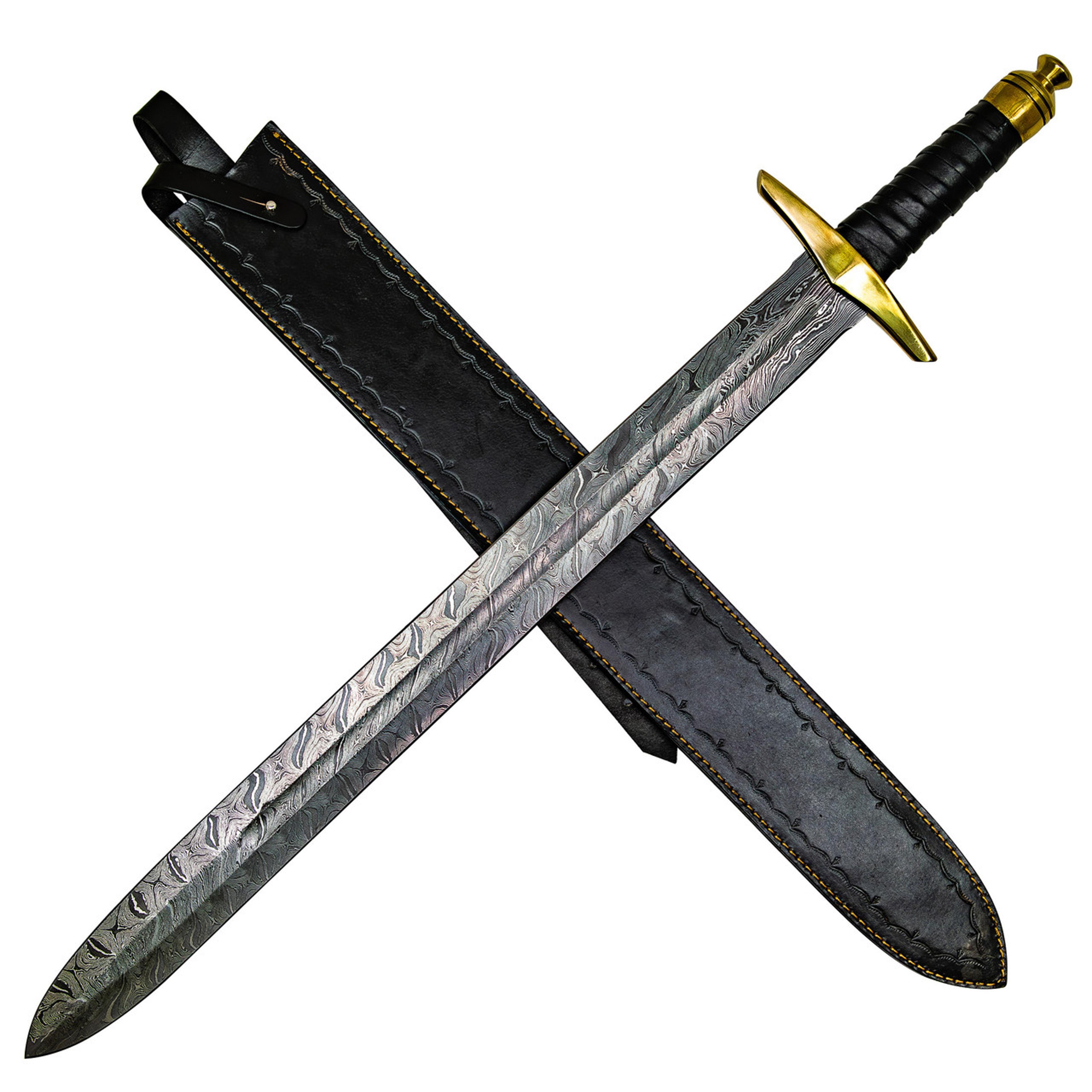 ascend with sun hand forged twist damascus steel medieval inspired historical replica sword
