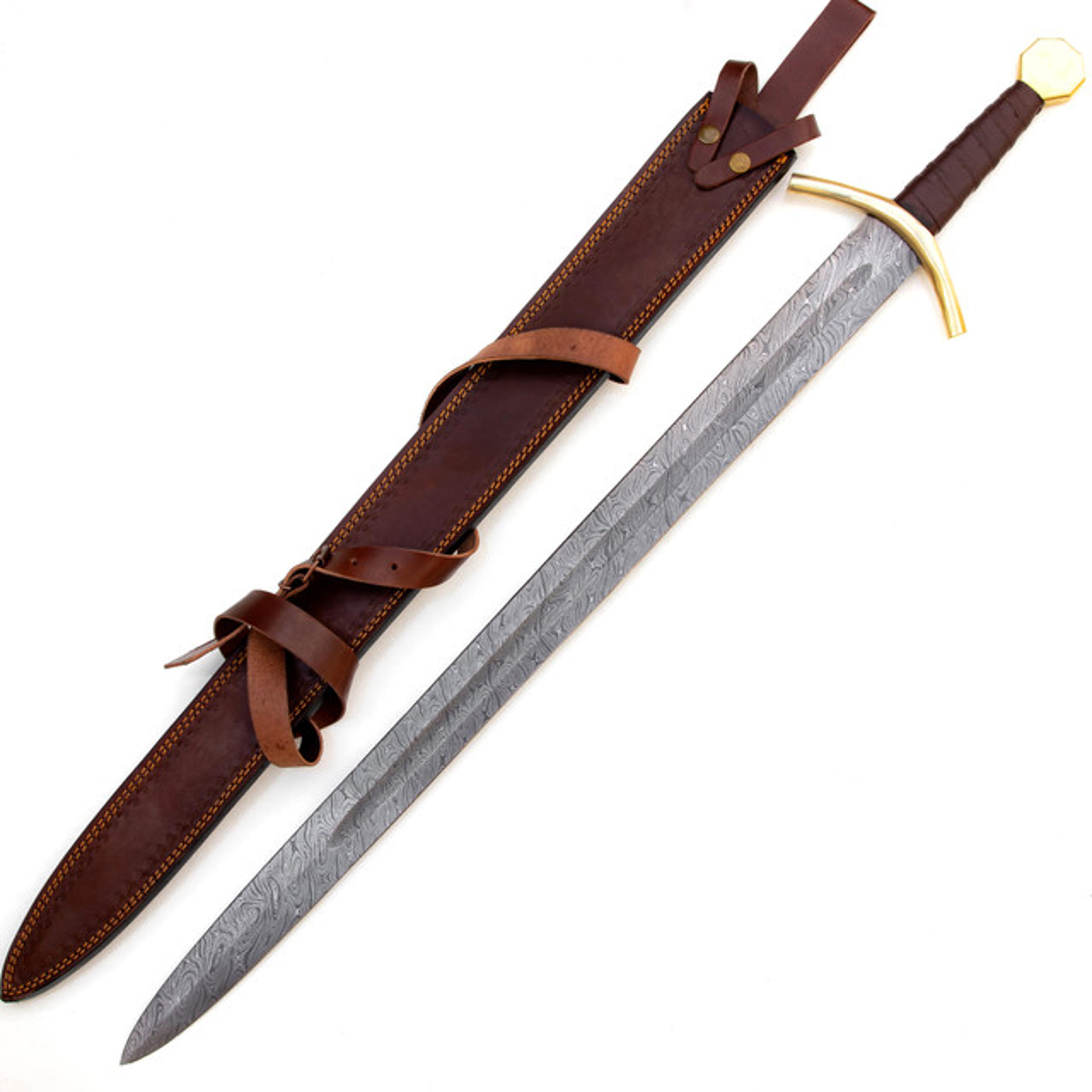 kingslayer damascus steel full tang medieval arming style sword