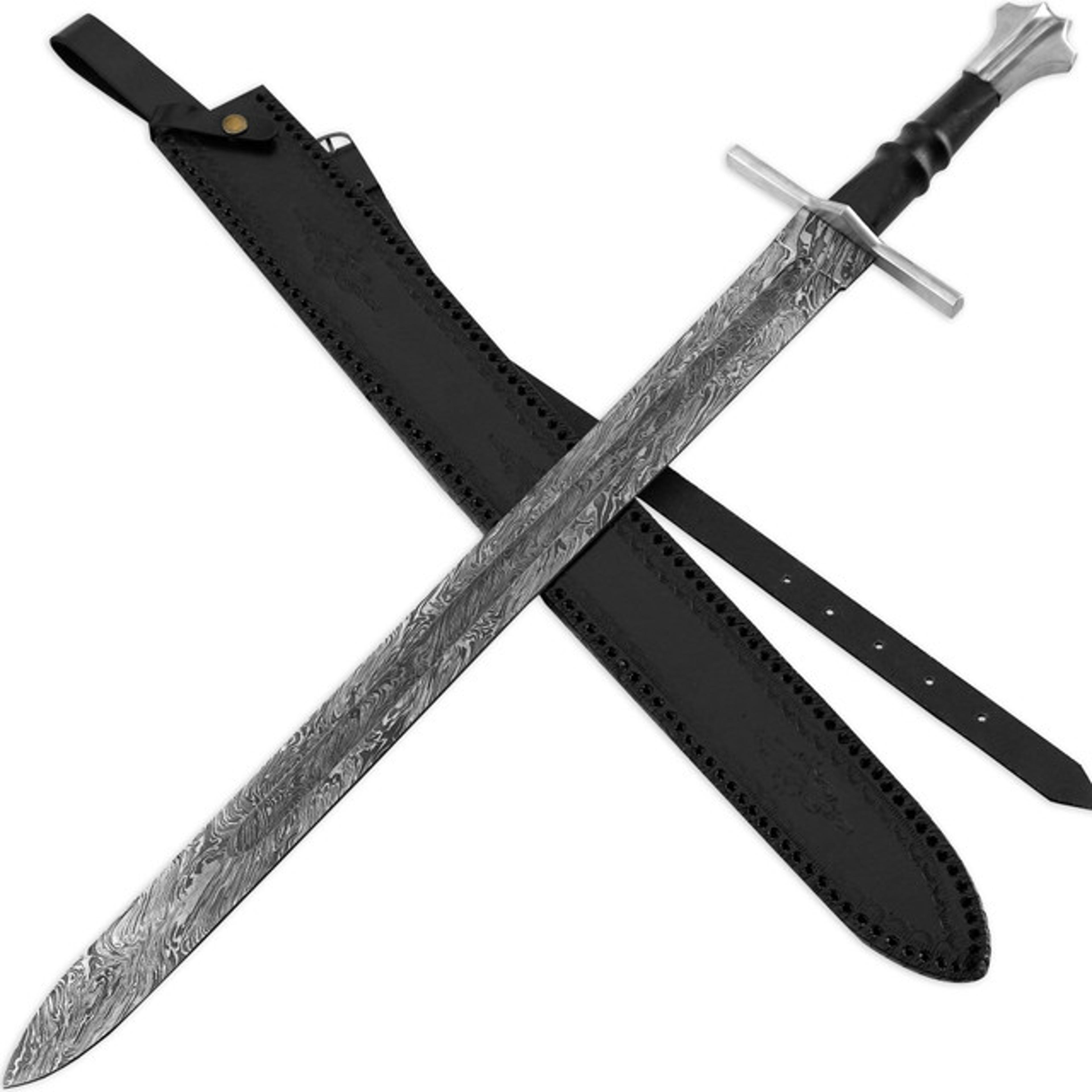 pair of astral waltz firestorm/ twist medieval damascus templar sword