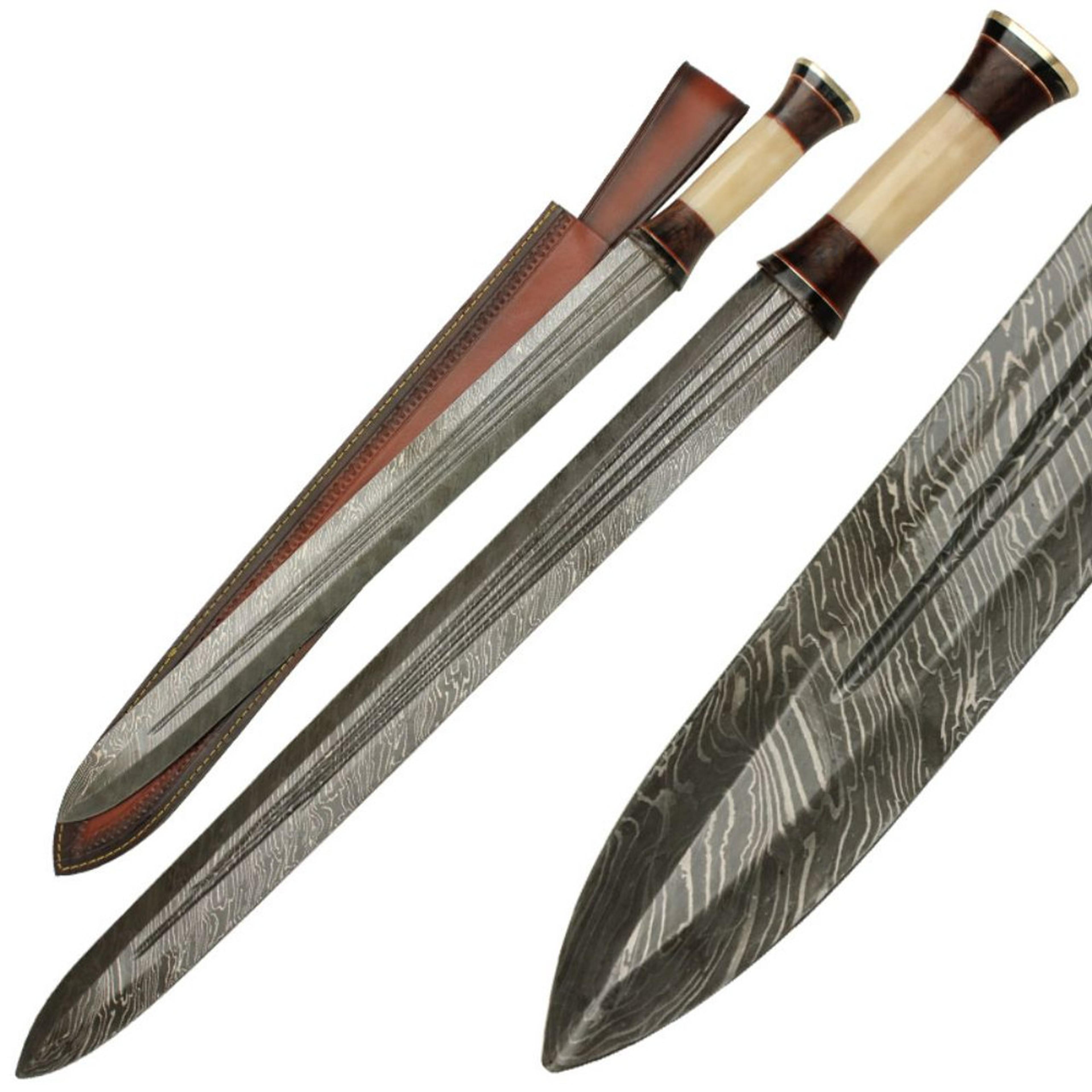 handmade damascus steel ancient greek infantry spatha sword