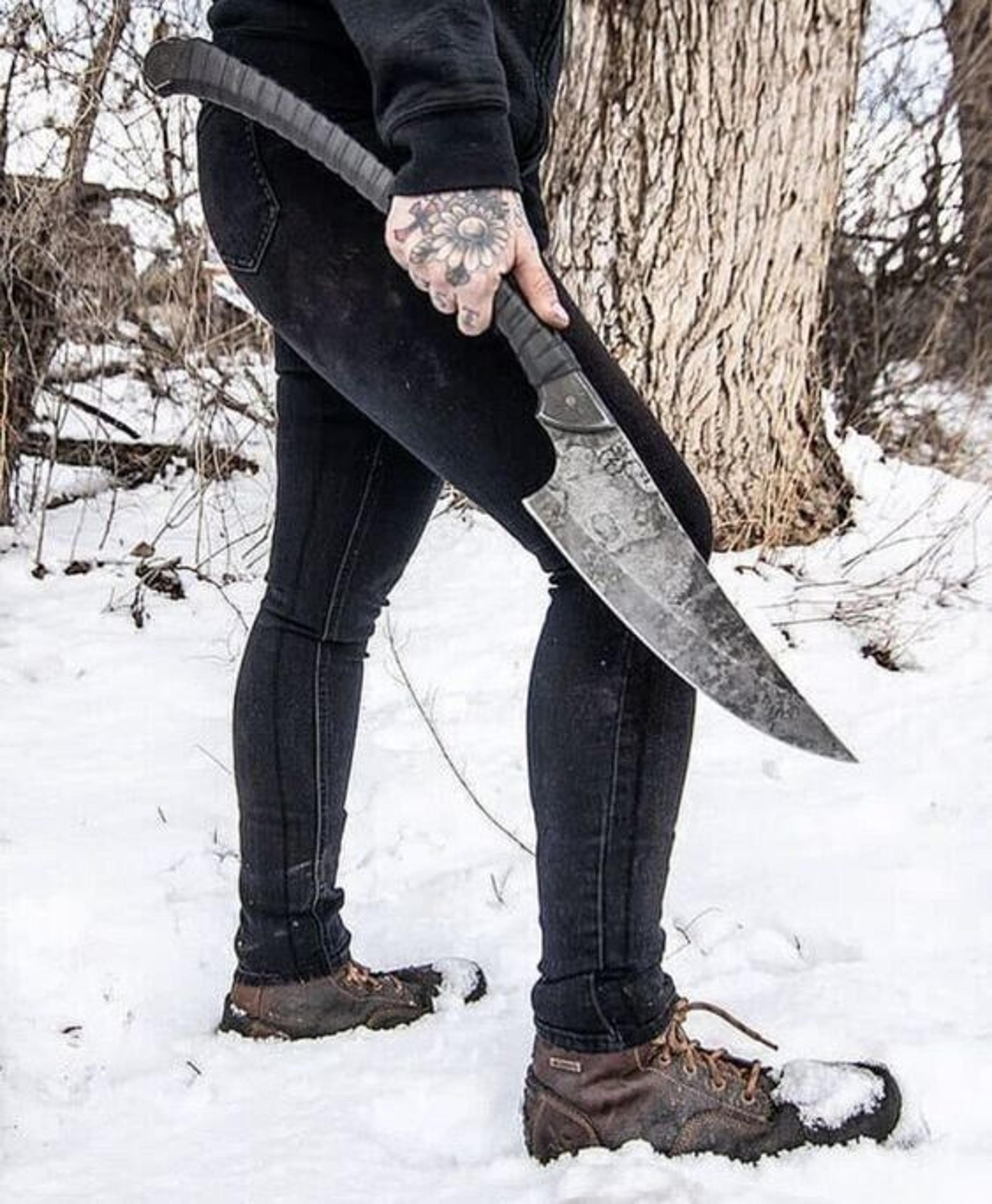 custom handmade d2 steel blade matchati knife full tang hunting | camping knife