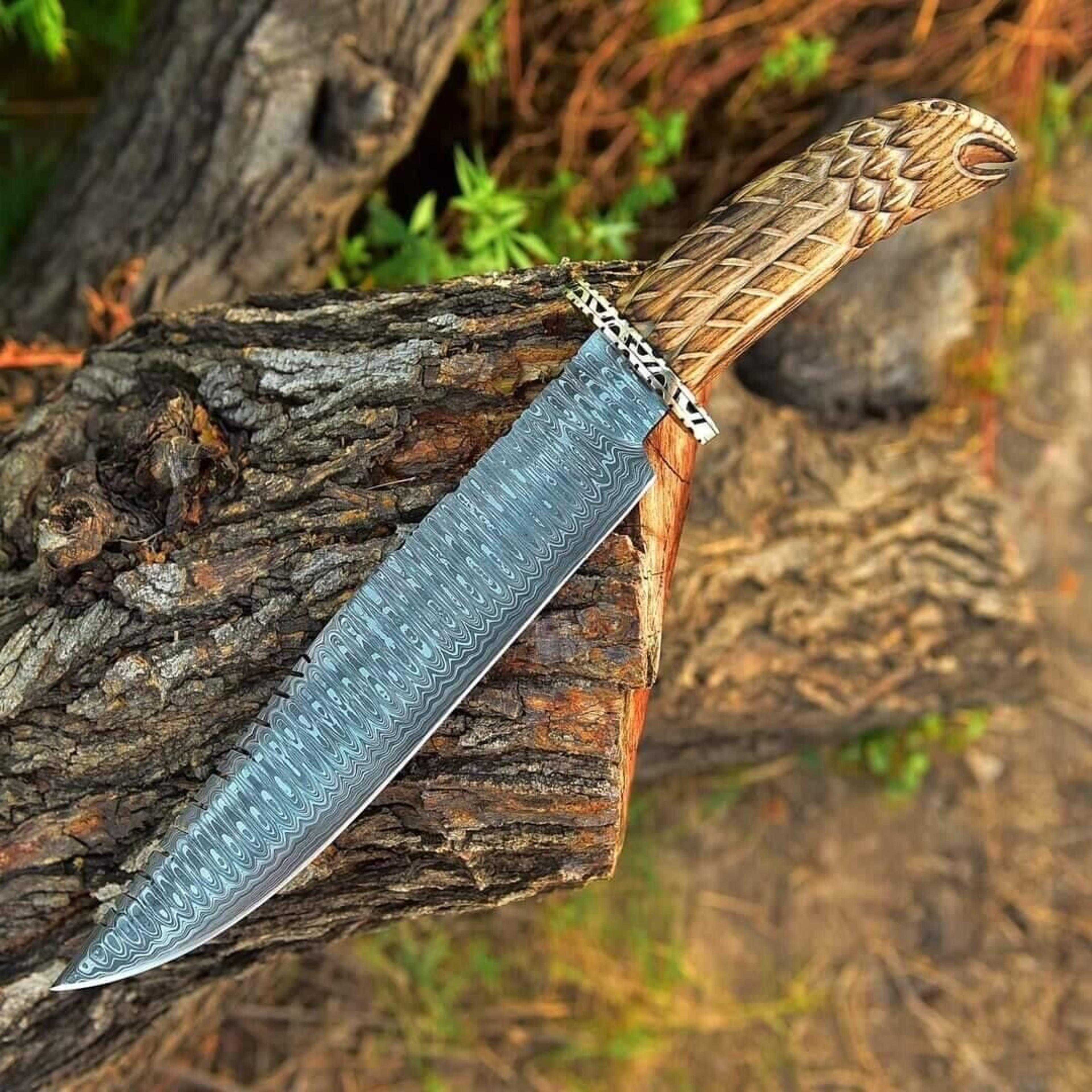 custom handmade damacuas steel blade/ eagle shape handle survival hunting knife
