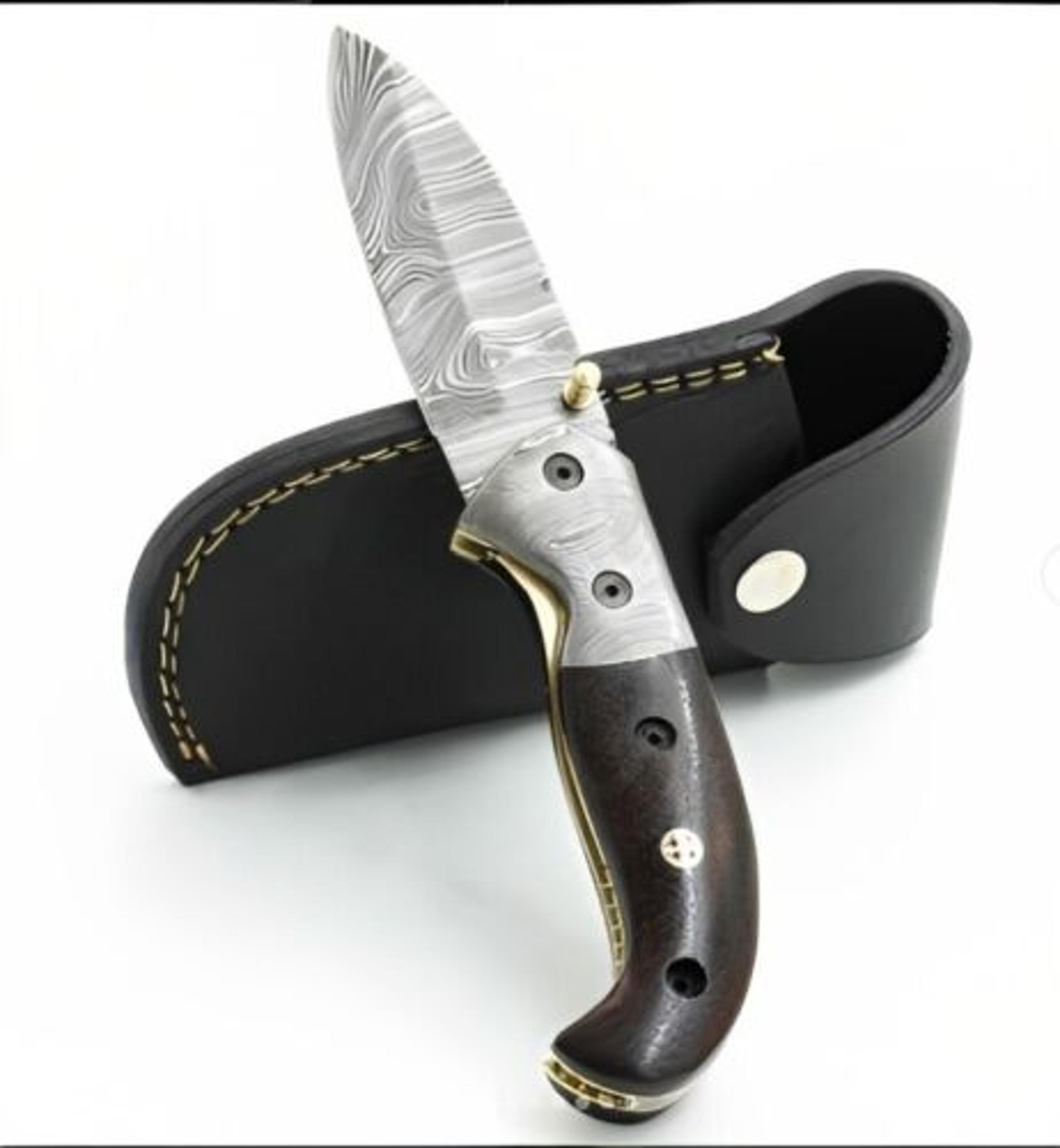 hand made folding knife , superb custom made damascus steel pocket knife