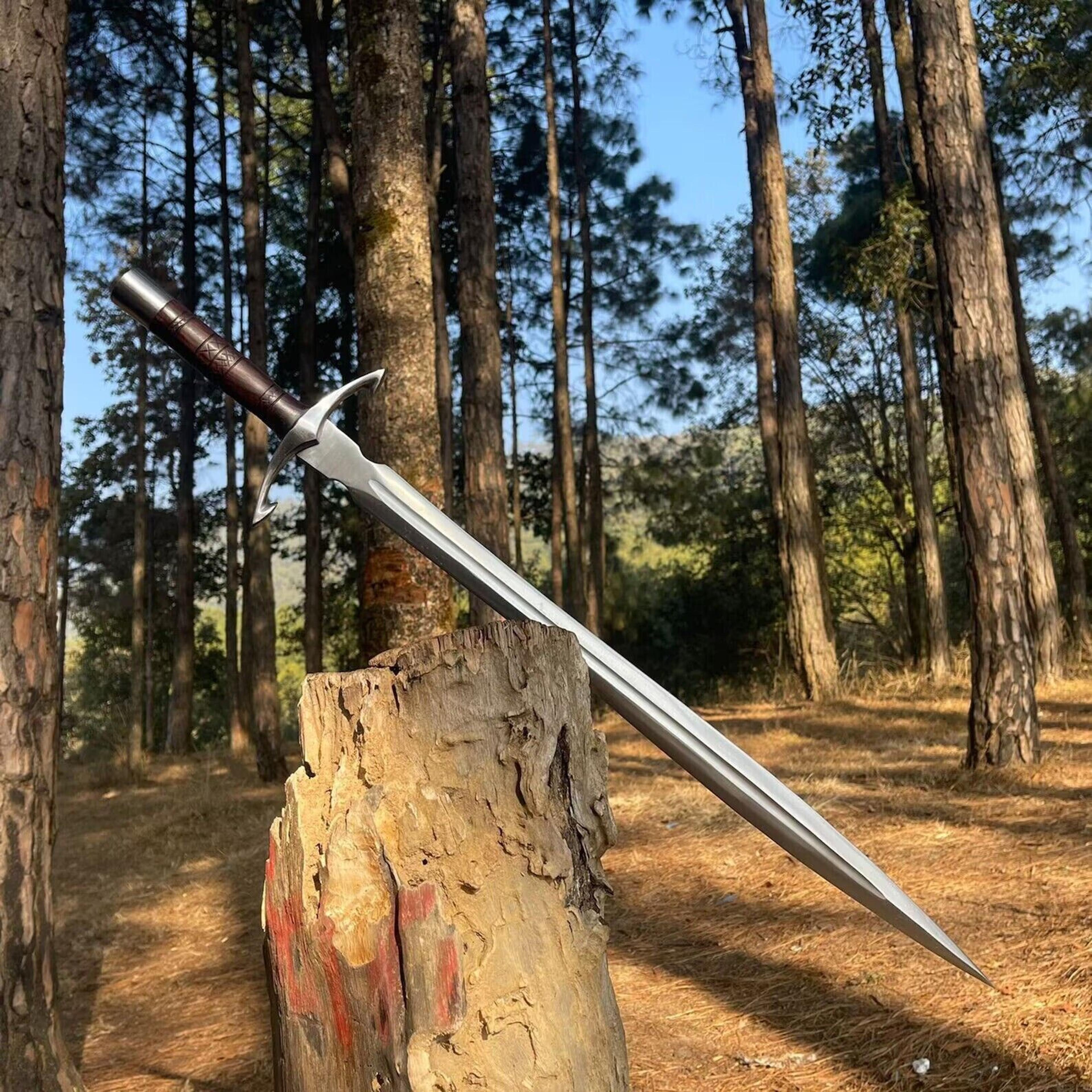 36" beautiful custom handmade d2 tool steel hunting sword with leather sheath