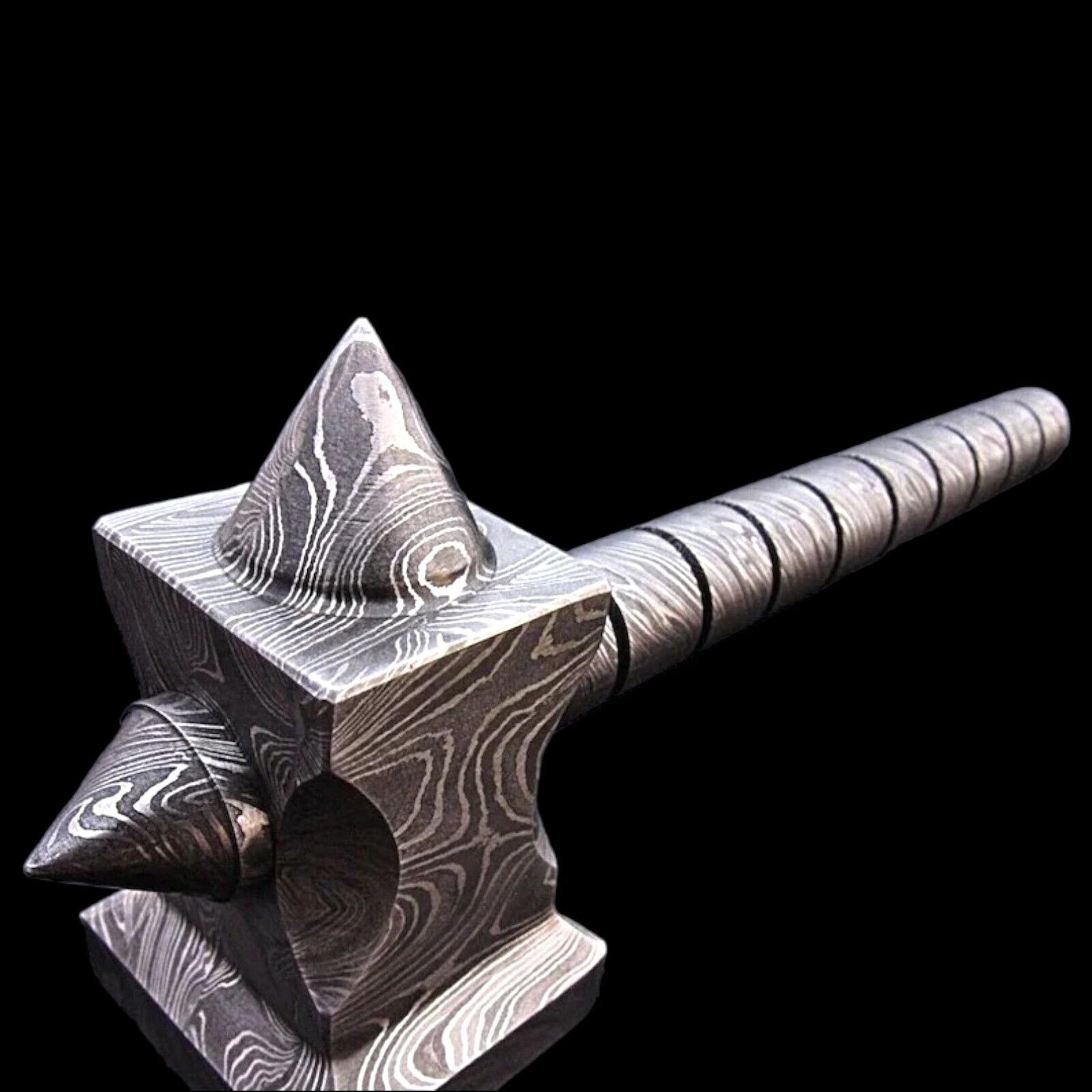 custom hand forged hammer, viking hammer, thor hammer damascus steel hammer