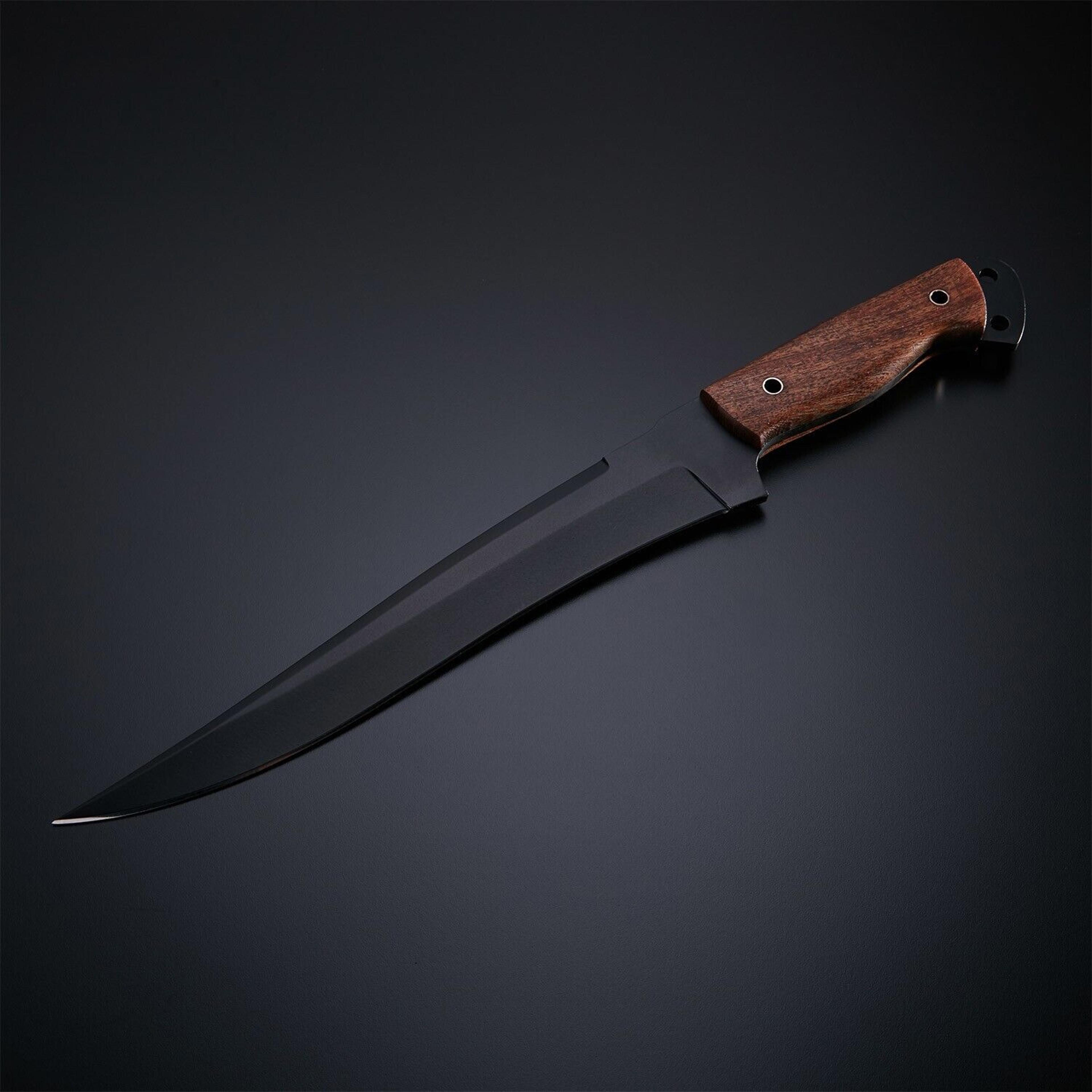 handmade fillet knife black powder coated carbon steel fishing knife with sheath