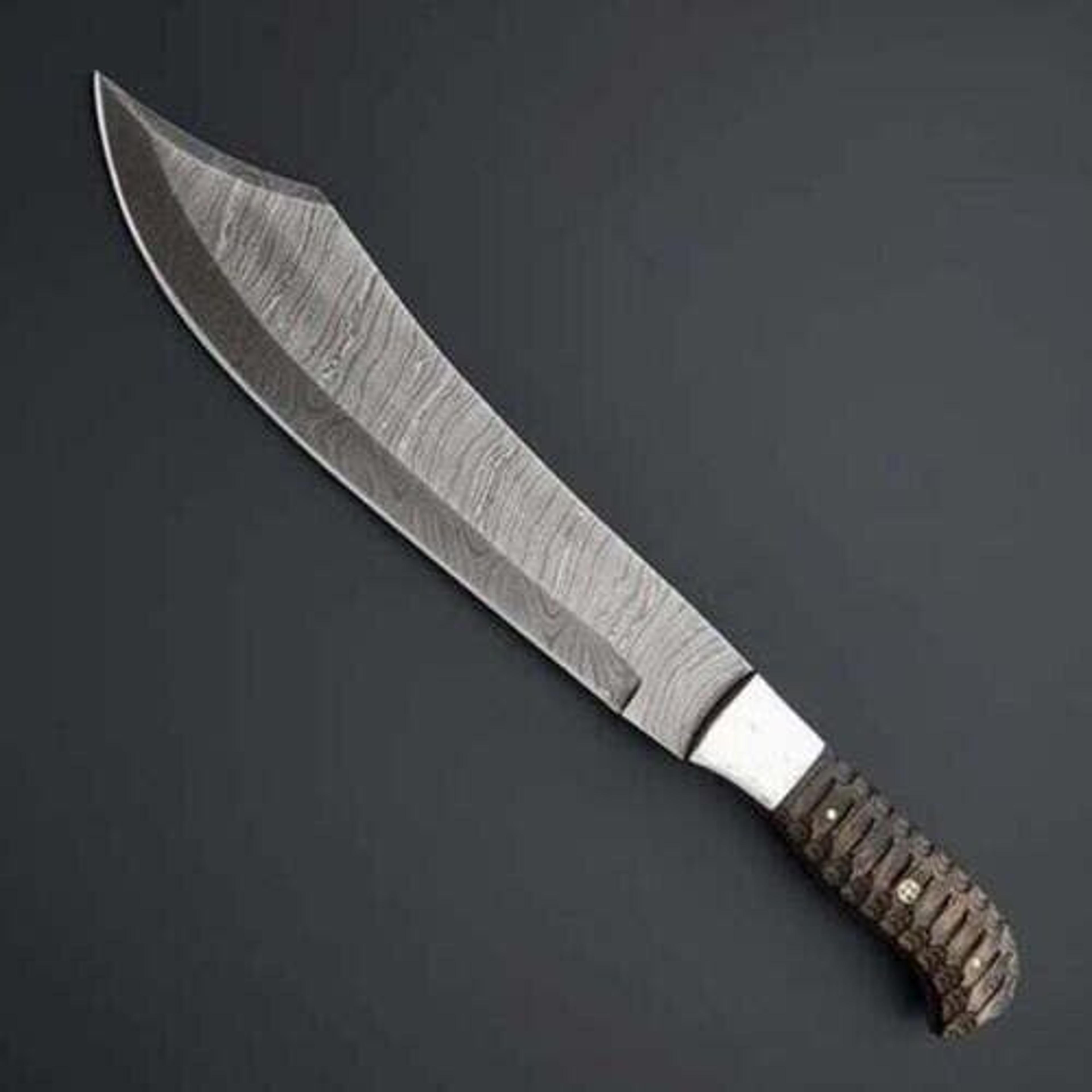 custom handmade damascus steel hunting bowi knife with sheath