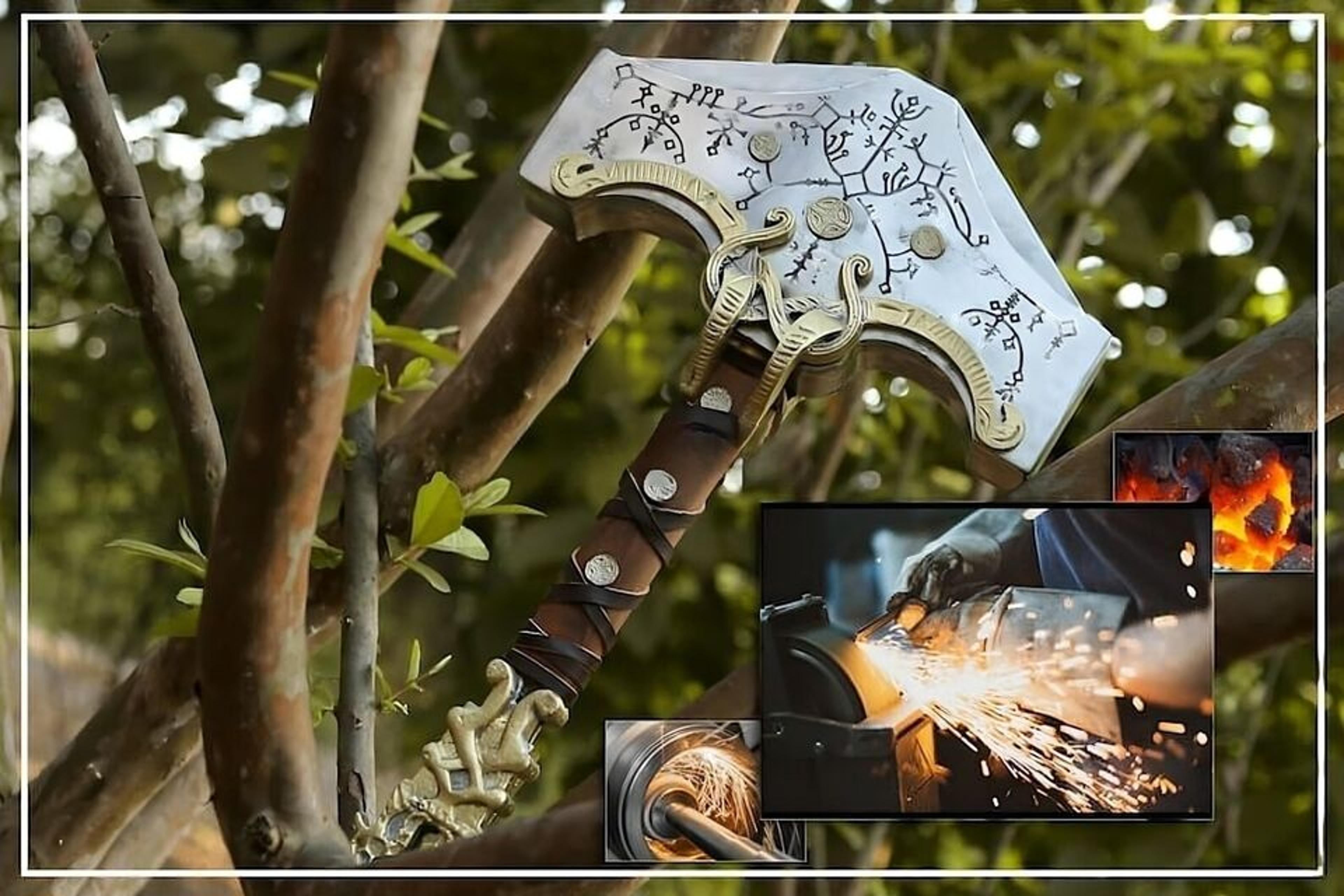 god of war ragnarok mjolnir thunder hammer cosplay, viking norse thor hammer rep
