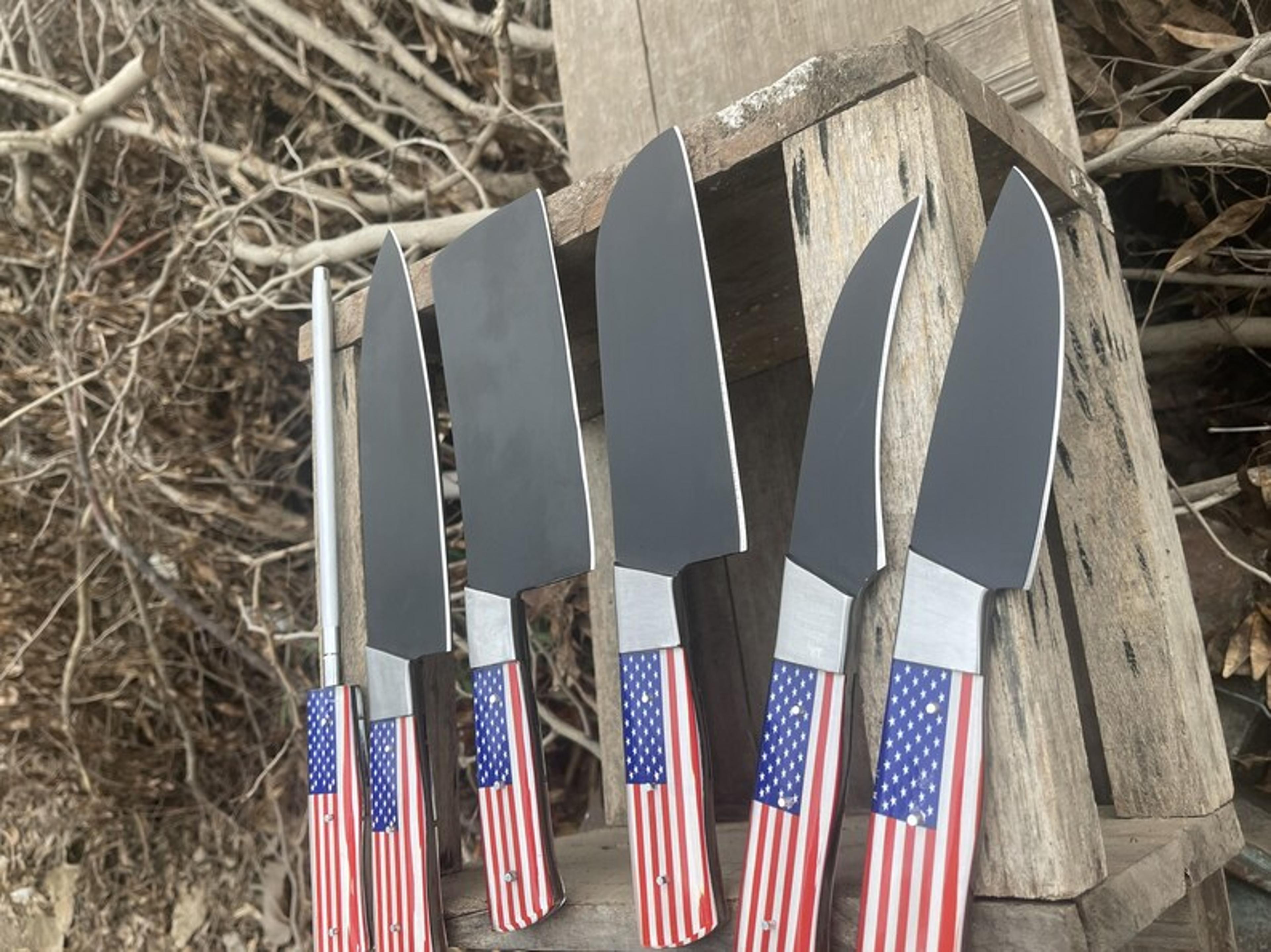 chef set american kitchen knives set usa flage beautiful, anniversary gift